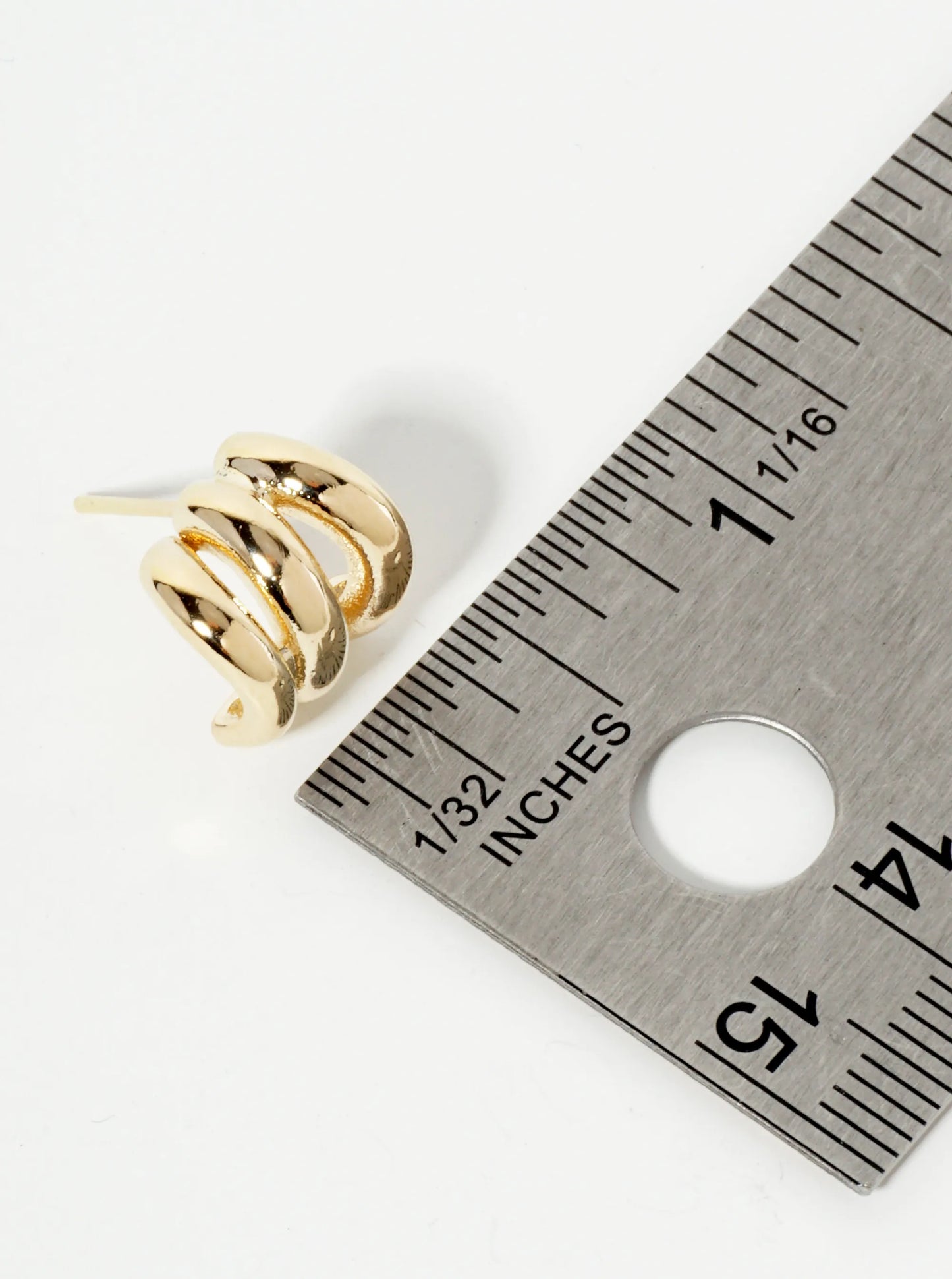 Polished 14K-Gold-Dipped Brass10mm Claw J-Hoop Earrings