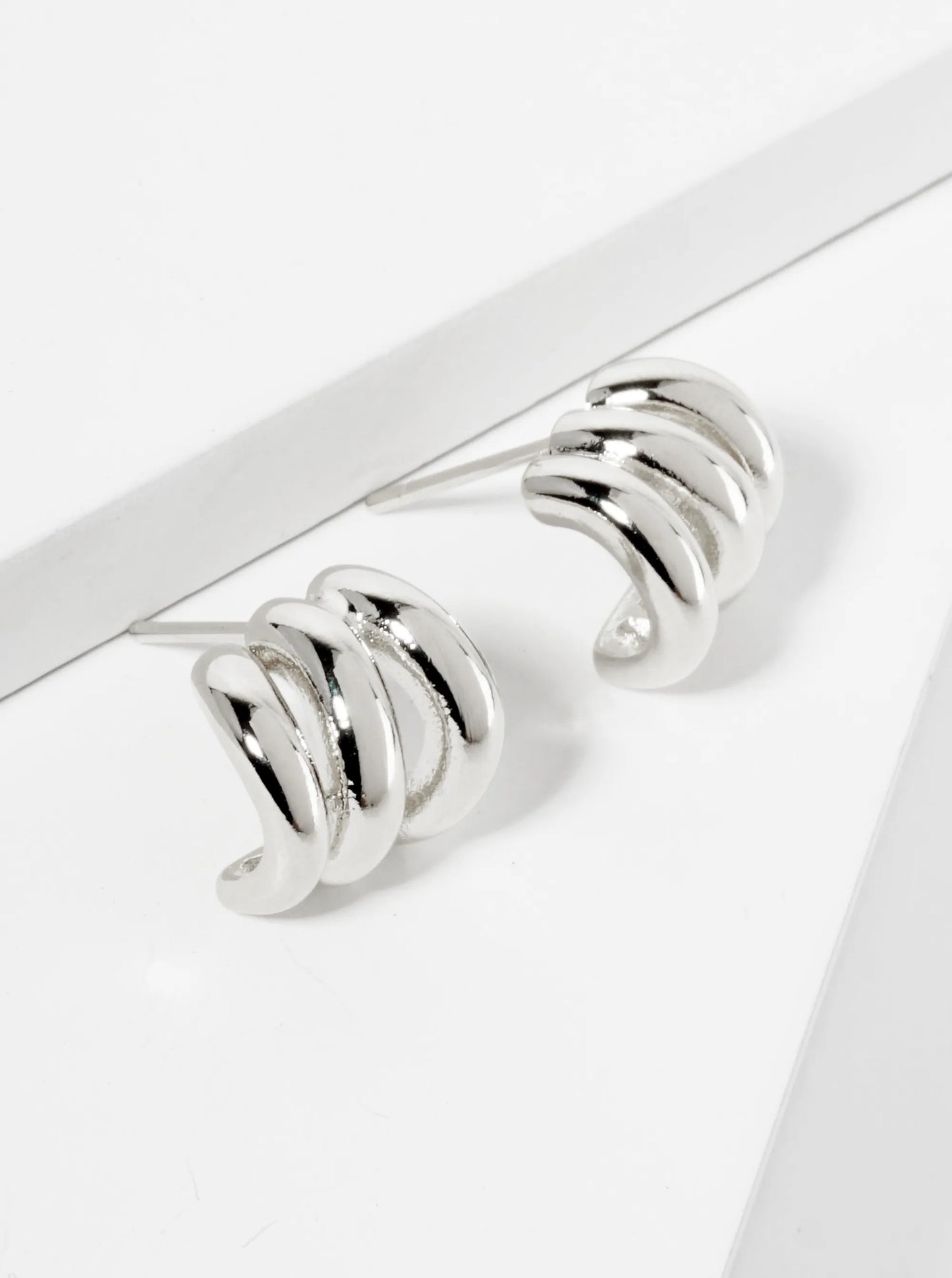 Polished 14K-Gold-Dipped Brass10mm Claw J-Hoop Earrings