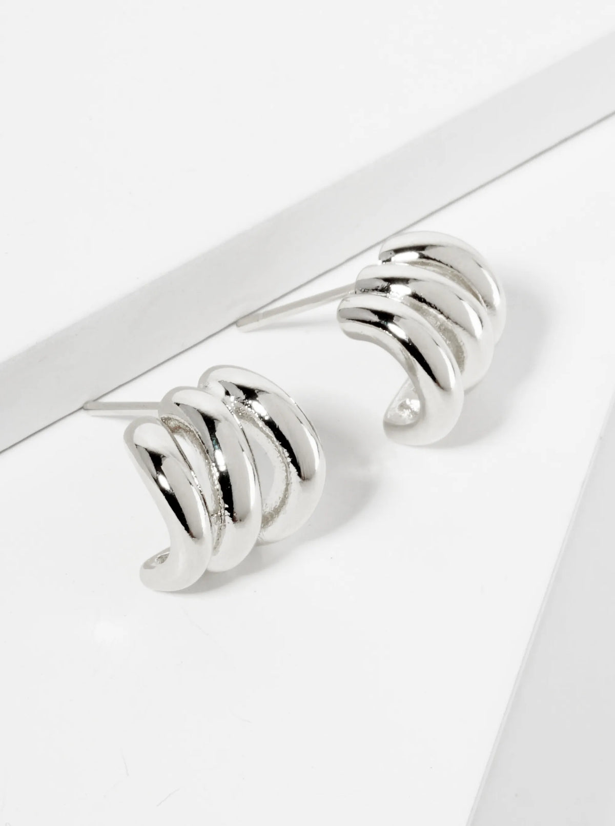 Polished 14K-Gold-Dipped Brass10mm Claw J-Hoop Earrings