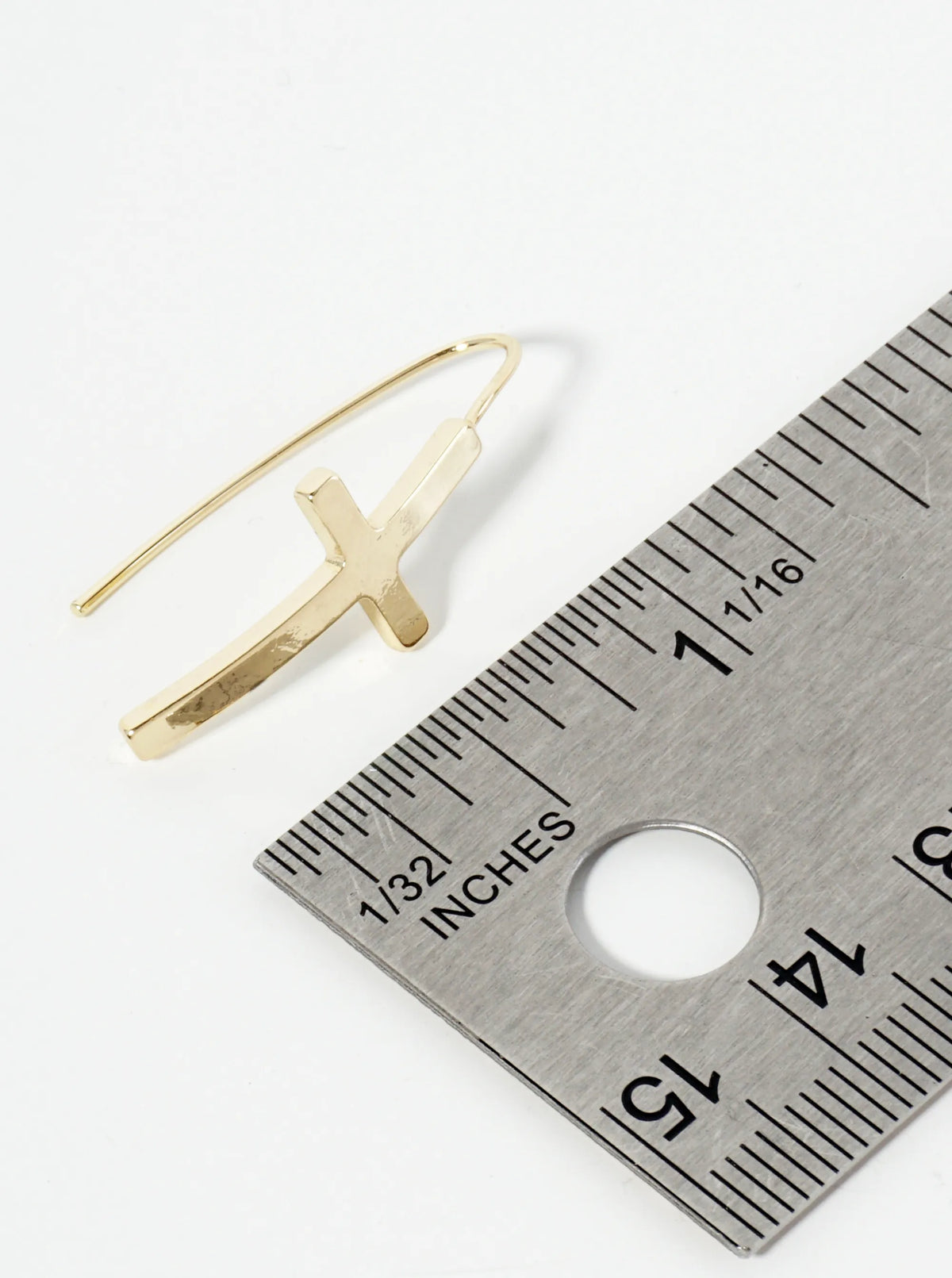 Polished 14K-Gold-Dipped Cross Drop Wire Hook Earrings