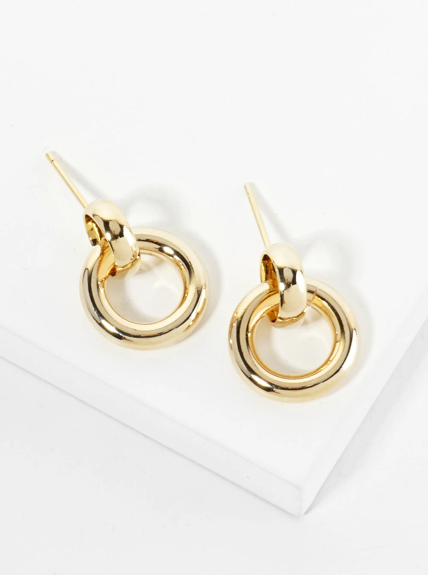 Polished 14K-Gold-Dipped Doorknocker Design Minimalist Post Earrings
