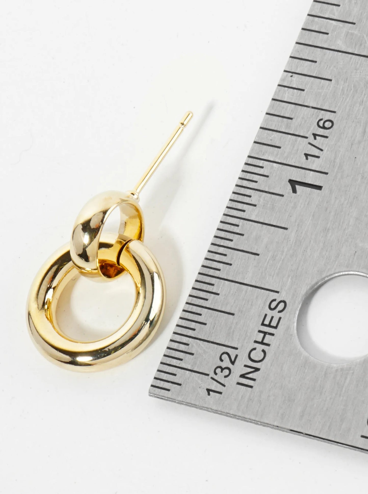 Polished 14K-Gold-Dipped Doorknocker Design Minimalist Post Earrings