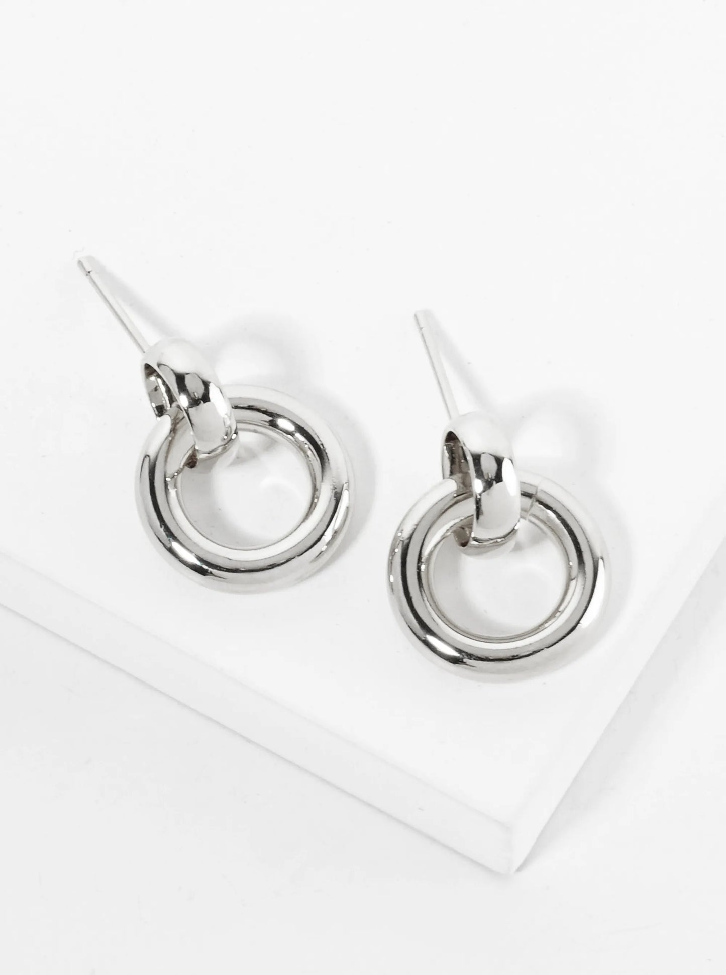 Polished 14K-Gold-Dipped Doorknocker Design Minimalist Post Earrings