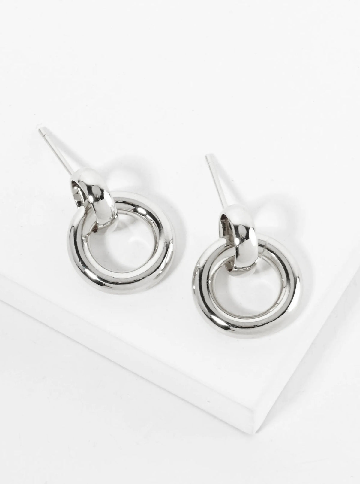 Polished 14K-Gold-Dipped Doorknocker Design Minimalist Post Earrings