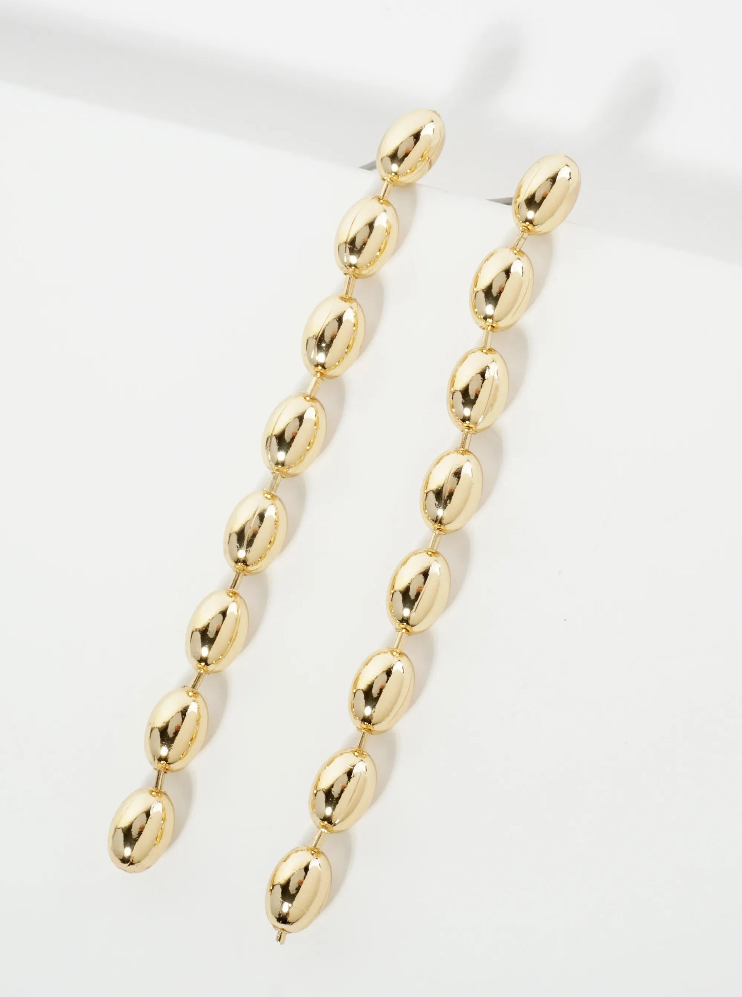 Polished 14K-Gold-Dipped Oval Chain Drop Dangle Post Earrings