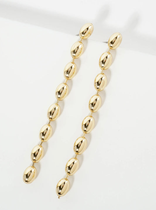 Polished 14K-Gold-Dipped Oval Chain Drop Dangle Post Earrings
