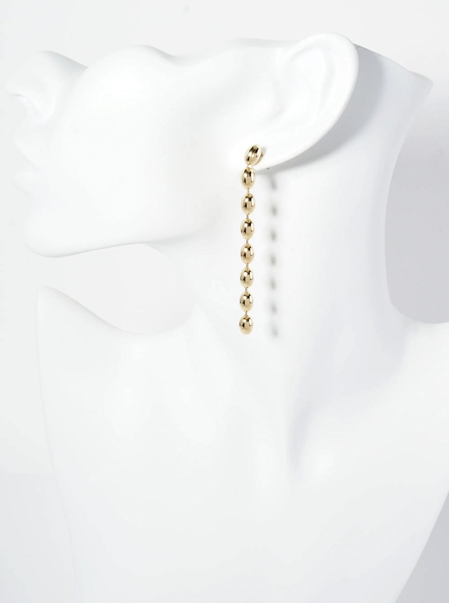 Polished 14K-Gold-Dipped Oval Chain Drop Dangle Post Earrings