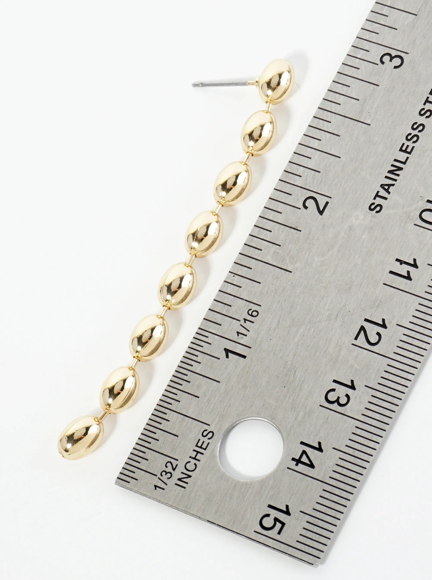 Polished 14K-Gold-Dipped Oval Chain Drop Dangle Post Earrings