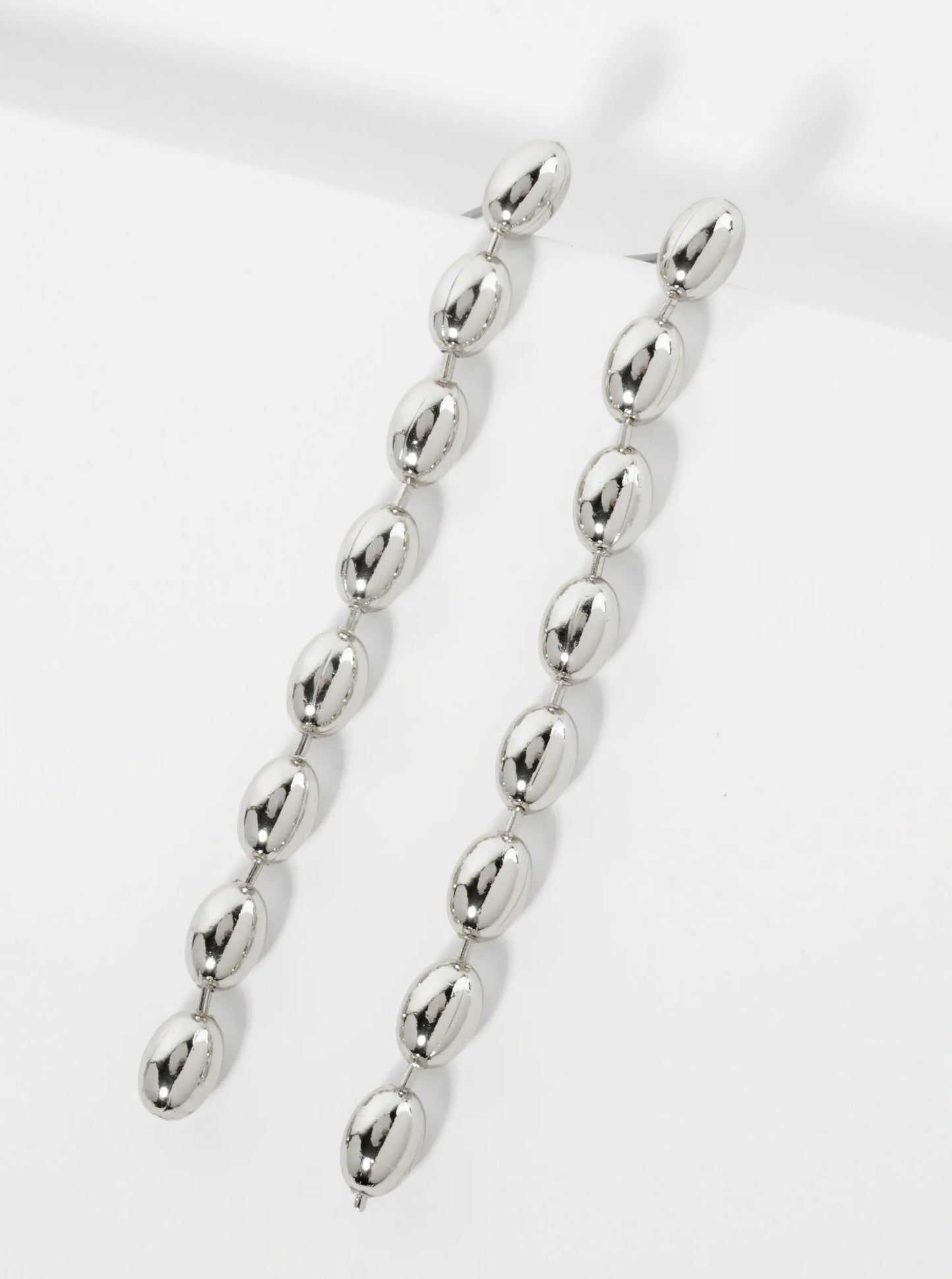 Polished 14K-Gold-Dipped Oval Chain Drop Dangle Post Earrings