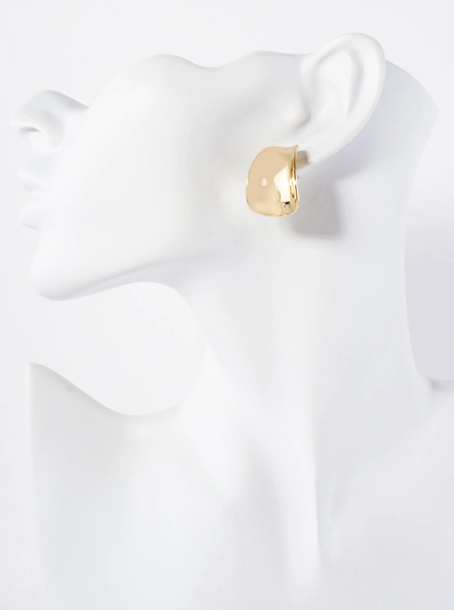Polished 25mm Curved Teardrop 18K-Gold-Dipped Brass Earrings