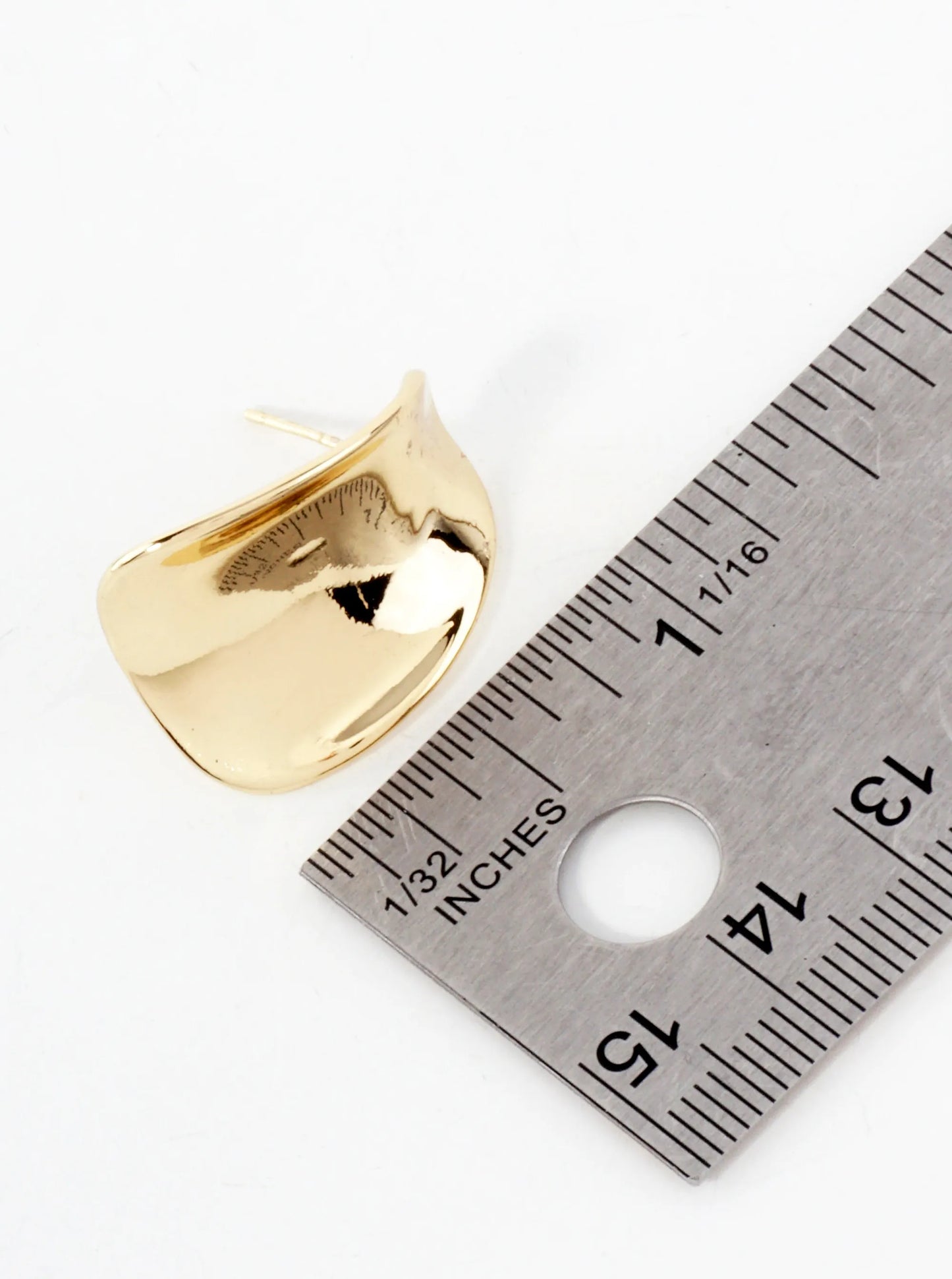 Polished 25mm Curved Teardrop 18K-Gold-Dipped Brass Earrings