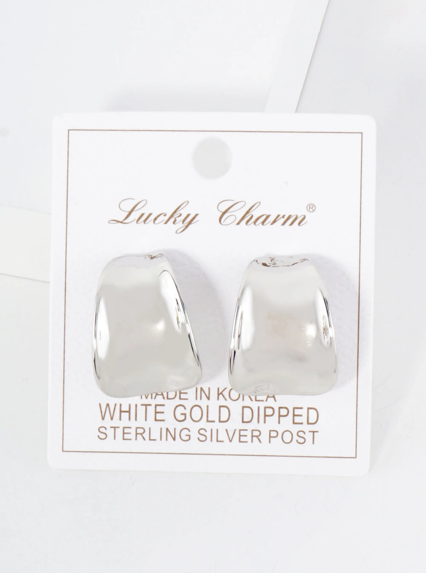 Polished 25mm Curved Teardrop 18K-Gold-Dipped Brass Earrings