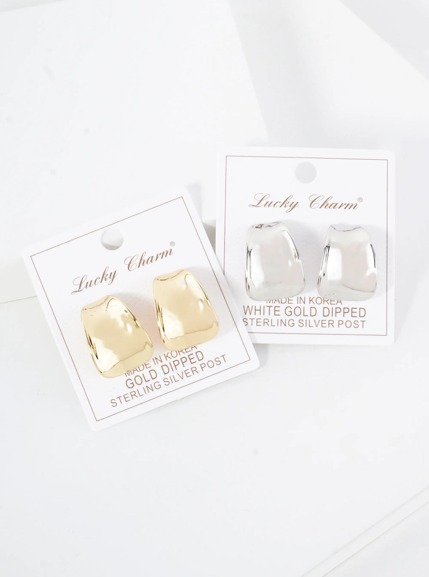 Polished 25mm Curved Teardrop 18K-Gold-Dipped Brass Earrings