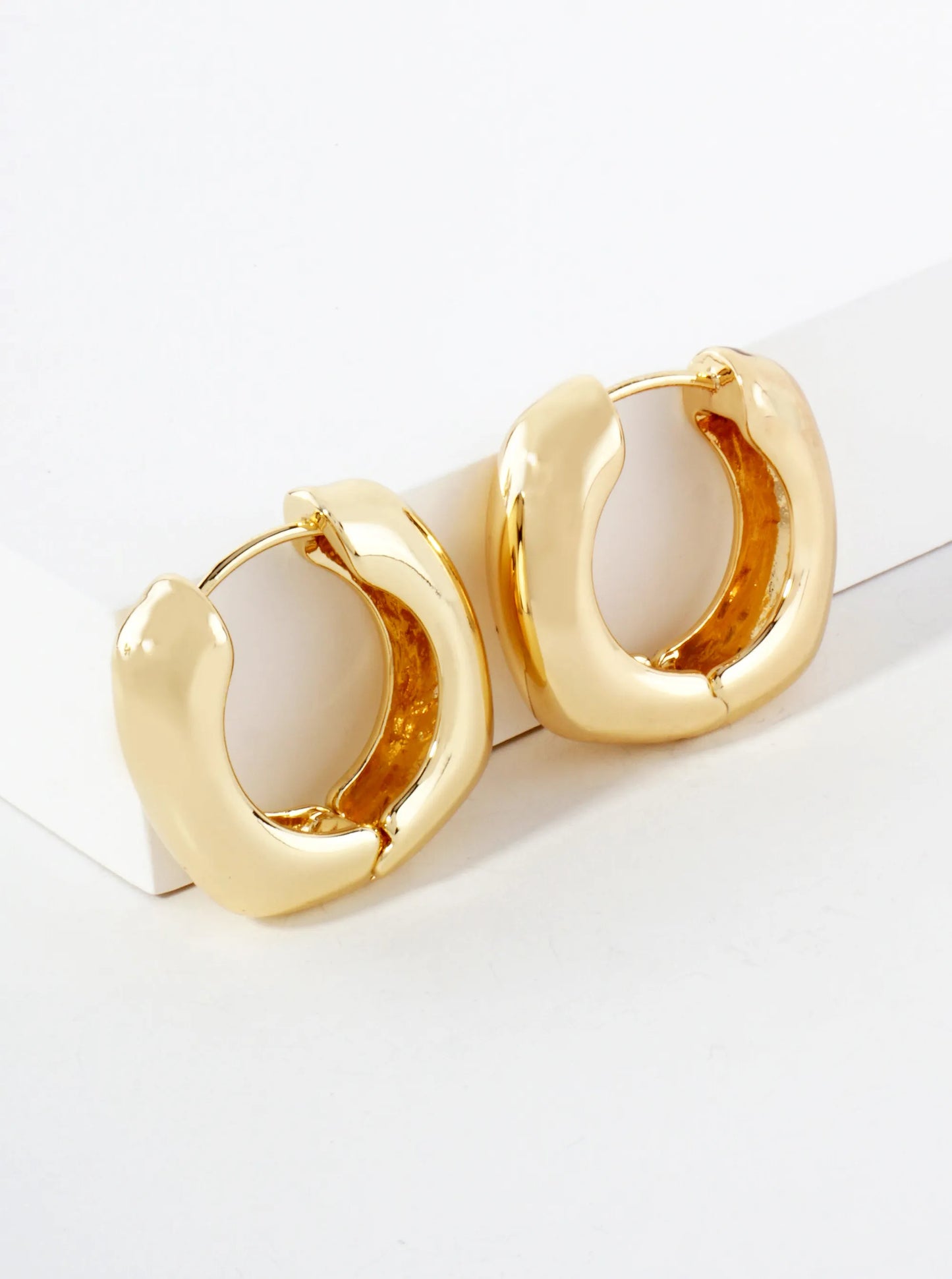 Polished 25mm Square-Shaped 18K-Gold-Dipped Brass Hinged Hoop Earrings