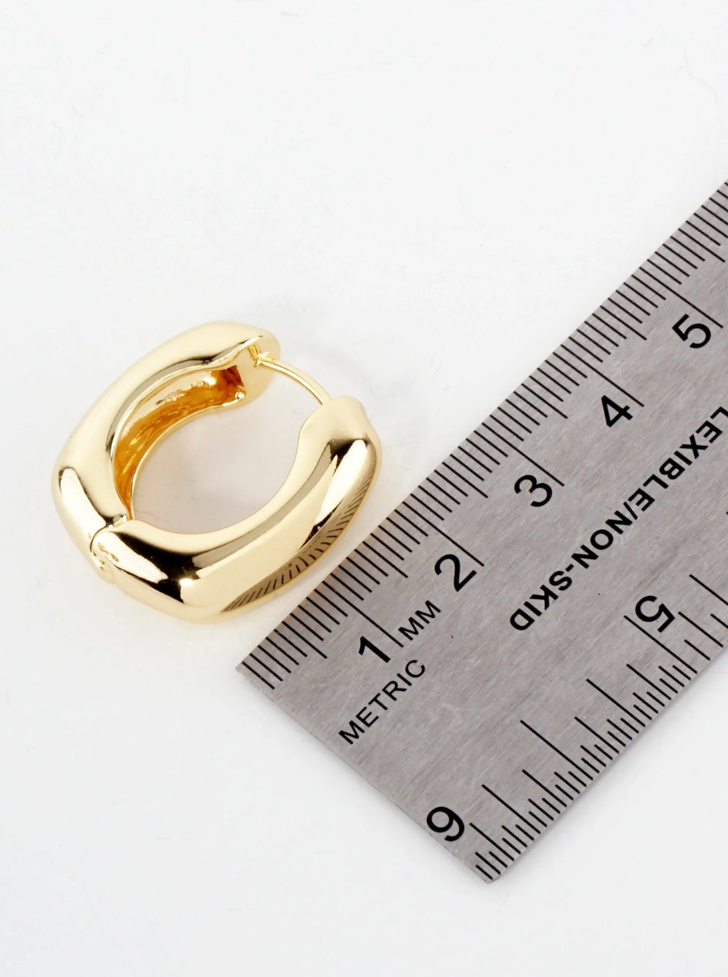 Polished 25mm Square-Shaped 18K-Gold-Dipped Brass Hinged Hoop Earrings
