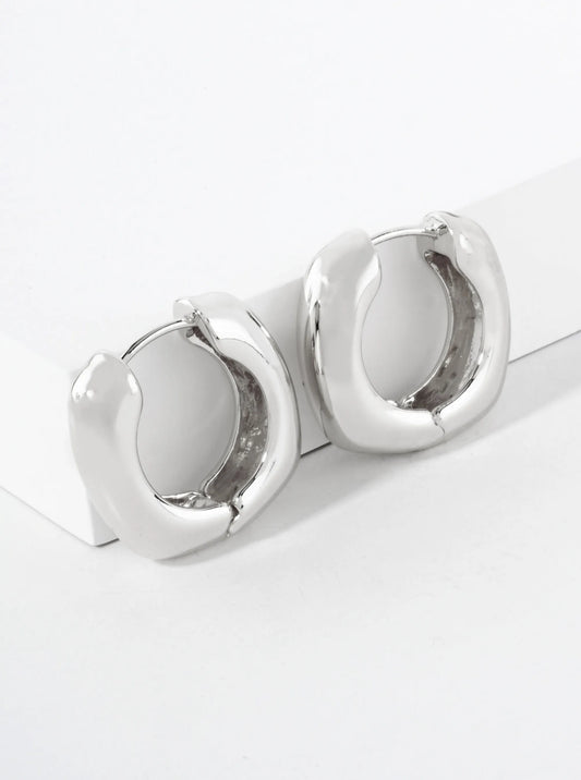 Polished 25mm Square-Shaped 18K-Gold-Dipped Brass Hinged Hoop Earrings