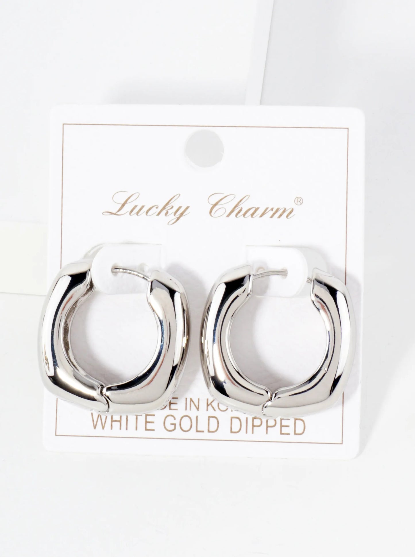 Polished 25mm Square-Shaped 18K-Gold-Dipped Brass Hinged Hoop Earrings