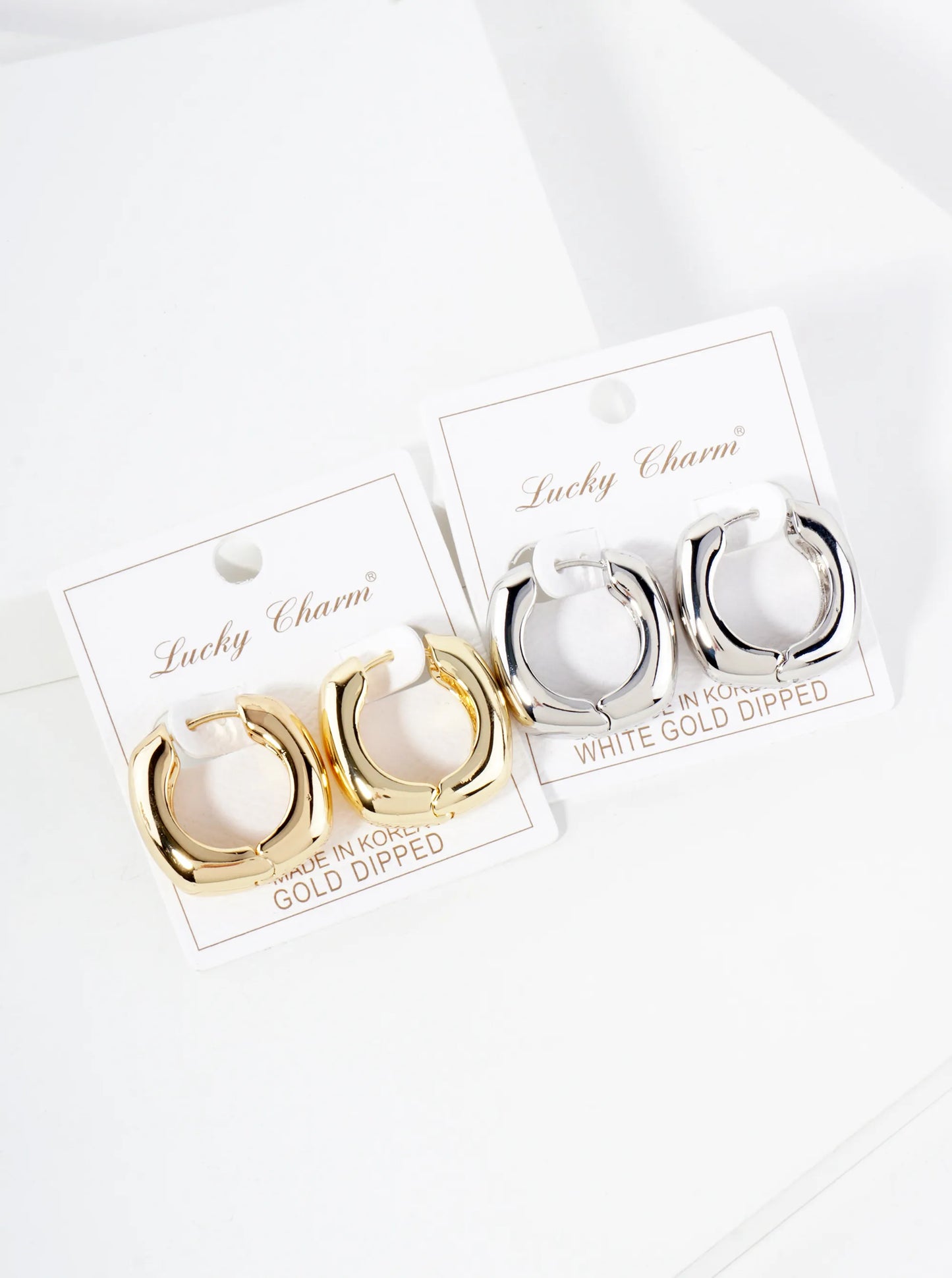 Polished 25mm Square-Shaped 18K-Gold-Dipped Brass Hinged Hoop Earrings