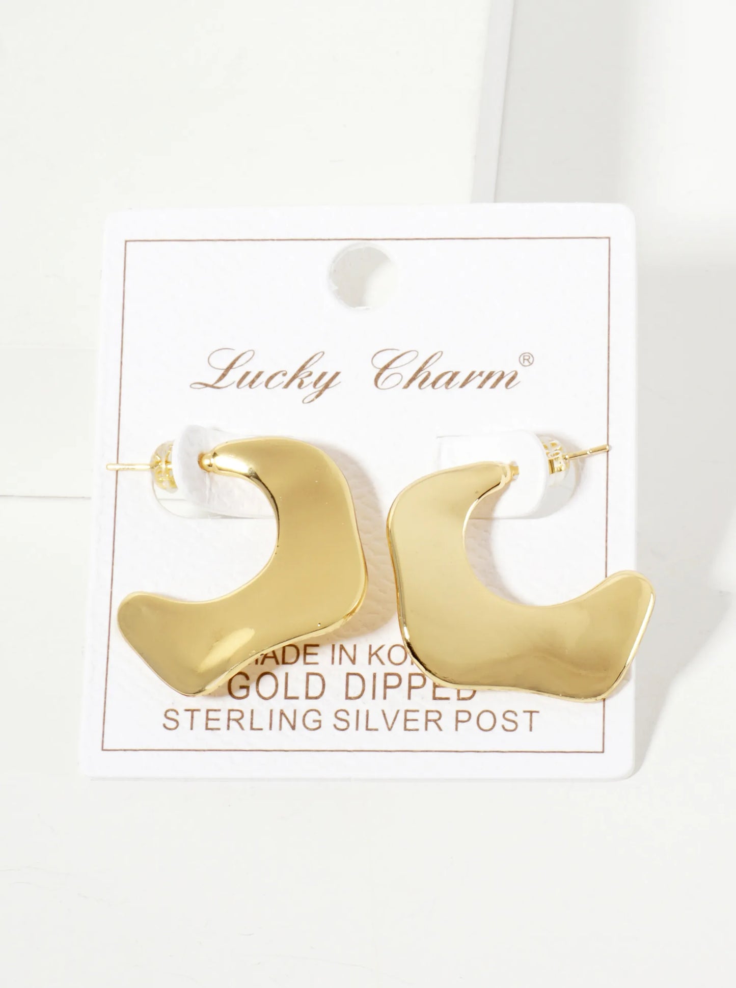 Polished 25mm Wavy Organic 18K-Gold-Dipped Hoop Earrings