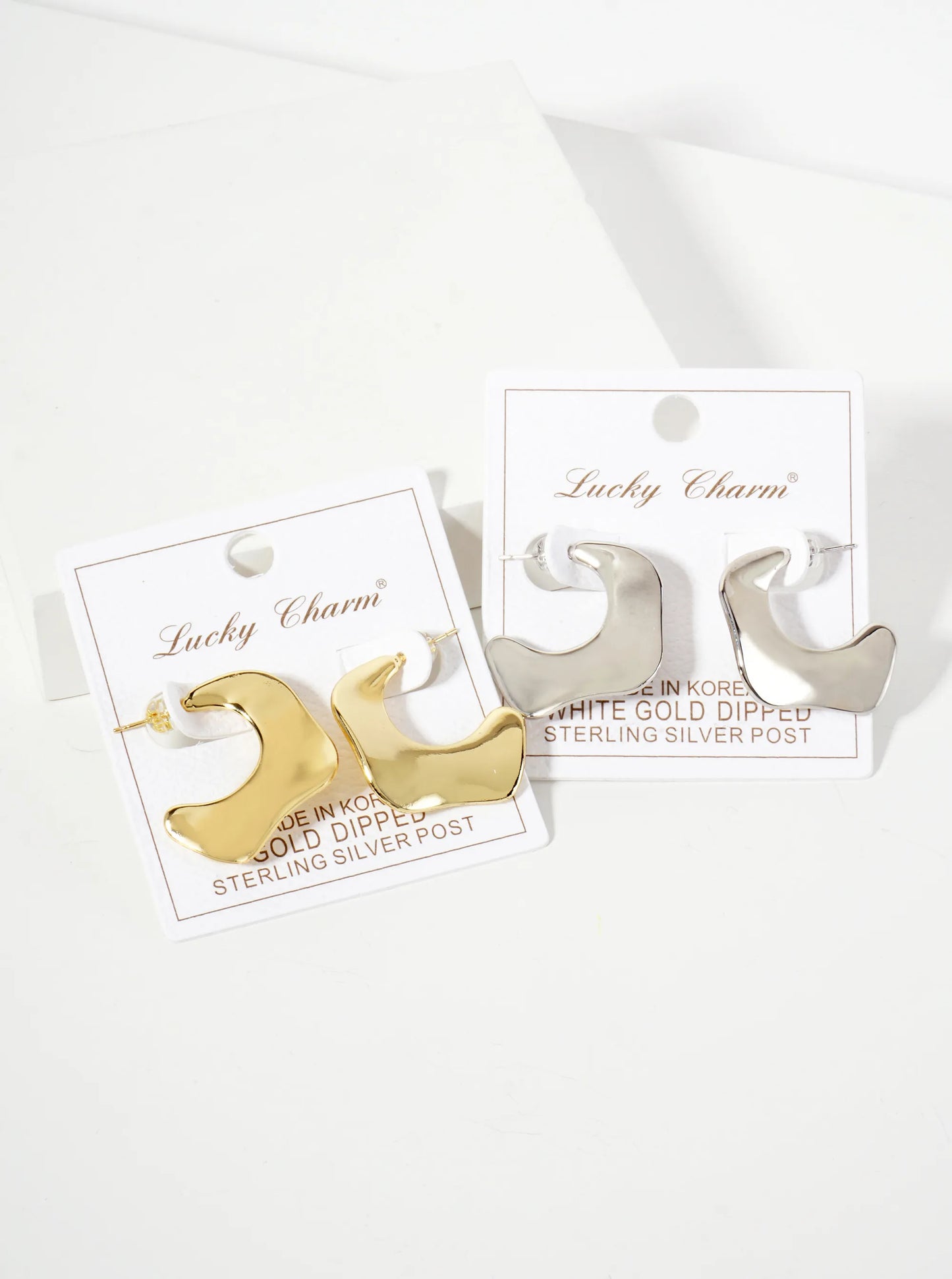 Polished 25mm Wavy Organic 18K-Gold-Dipped Hoop Earrings
