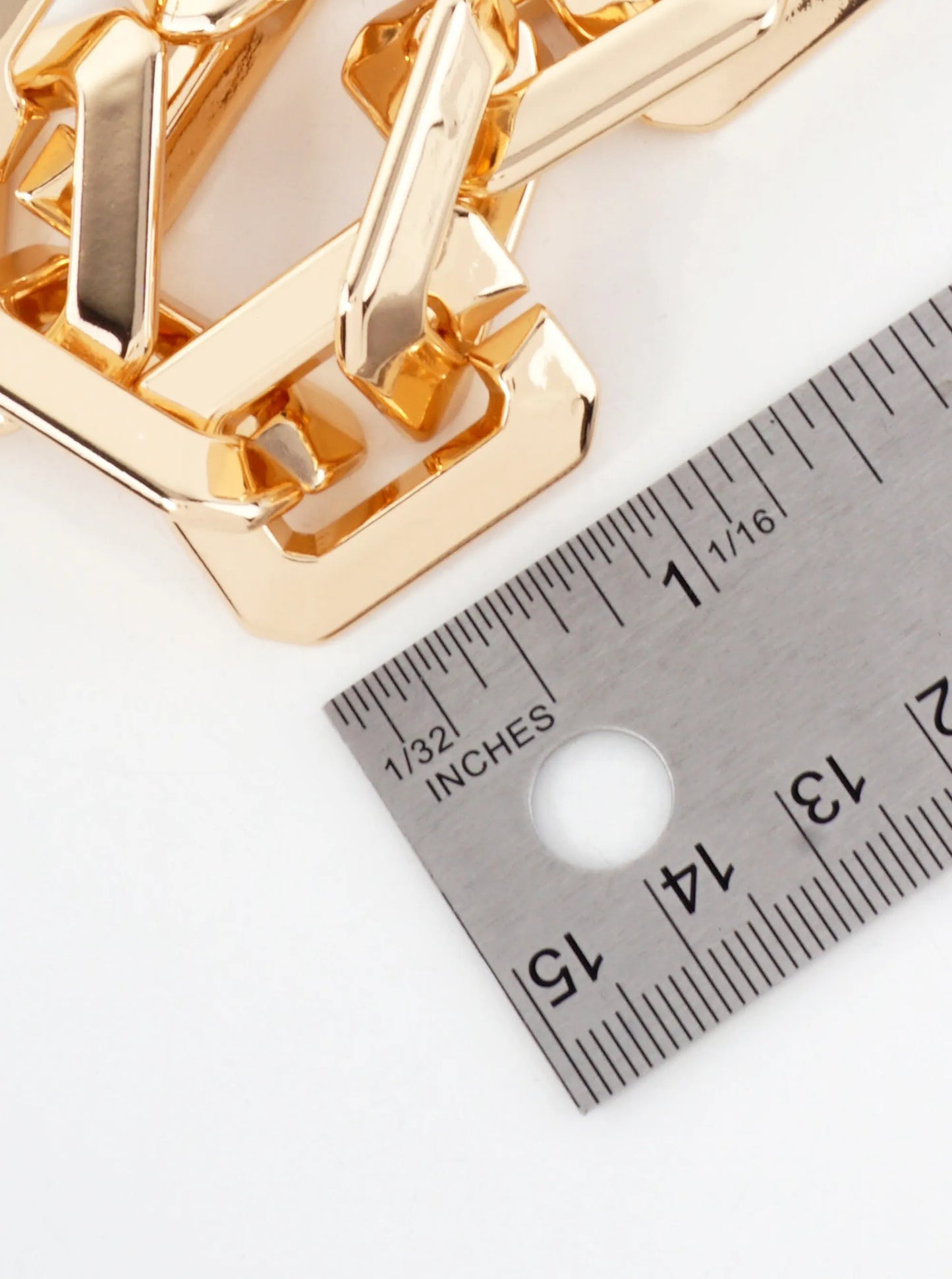 Polished 27mm Metallic Hollow Rectangle Chunky Chain Bracelet