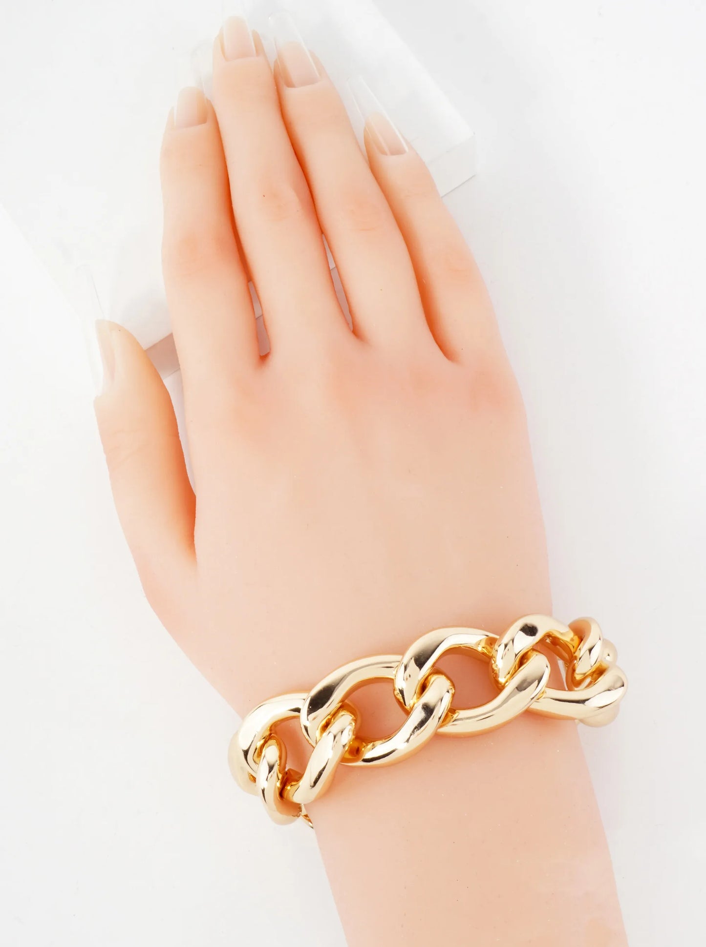 Polished 30mm Metallic Hollow Chunky Chain Bracelet
