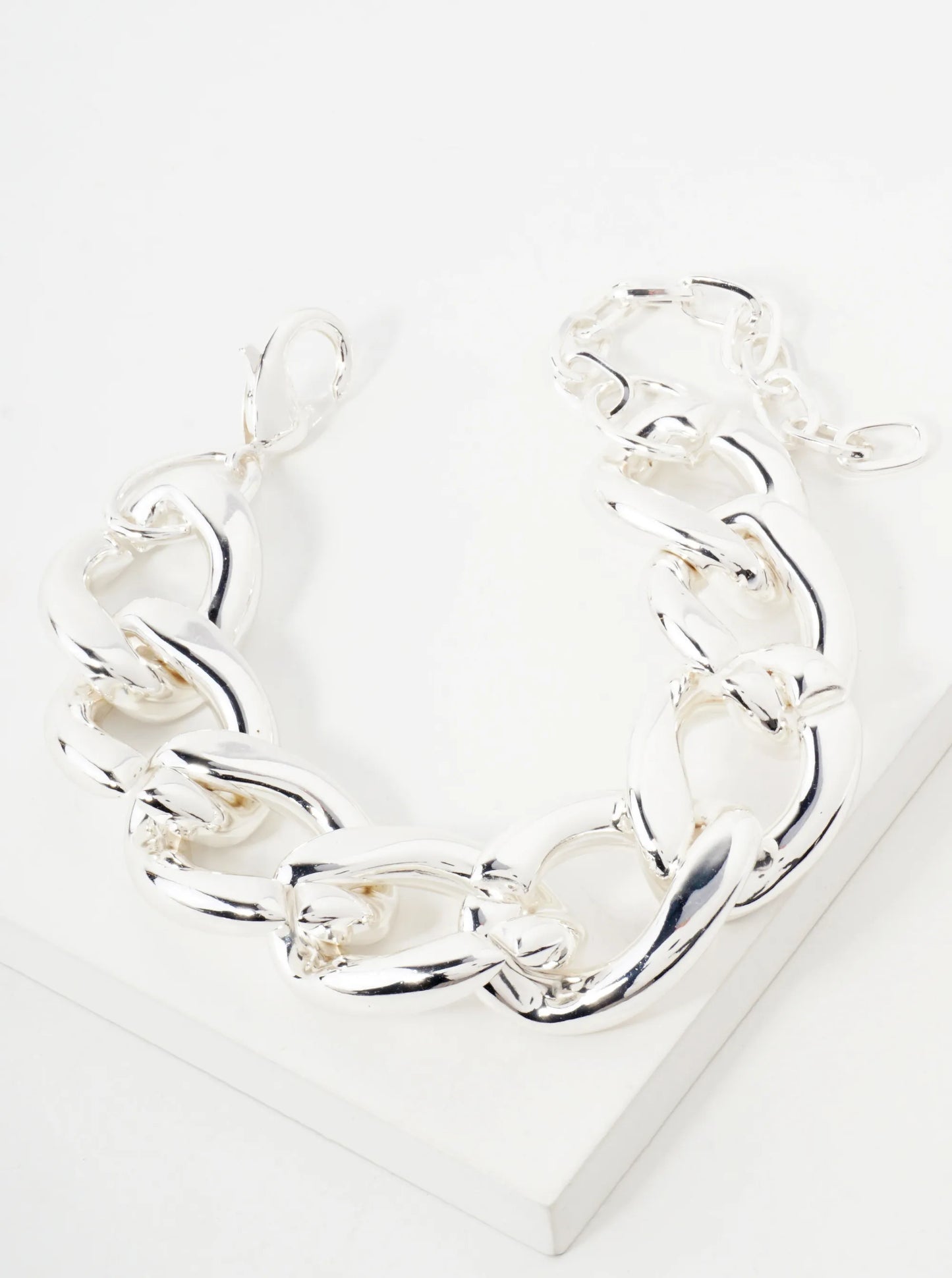 Polished 30mm Metallic Hollow Chunky Chain Bracelet