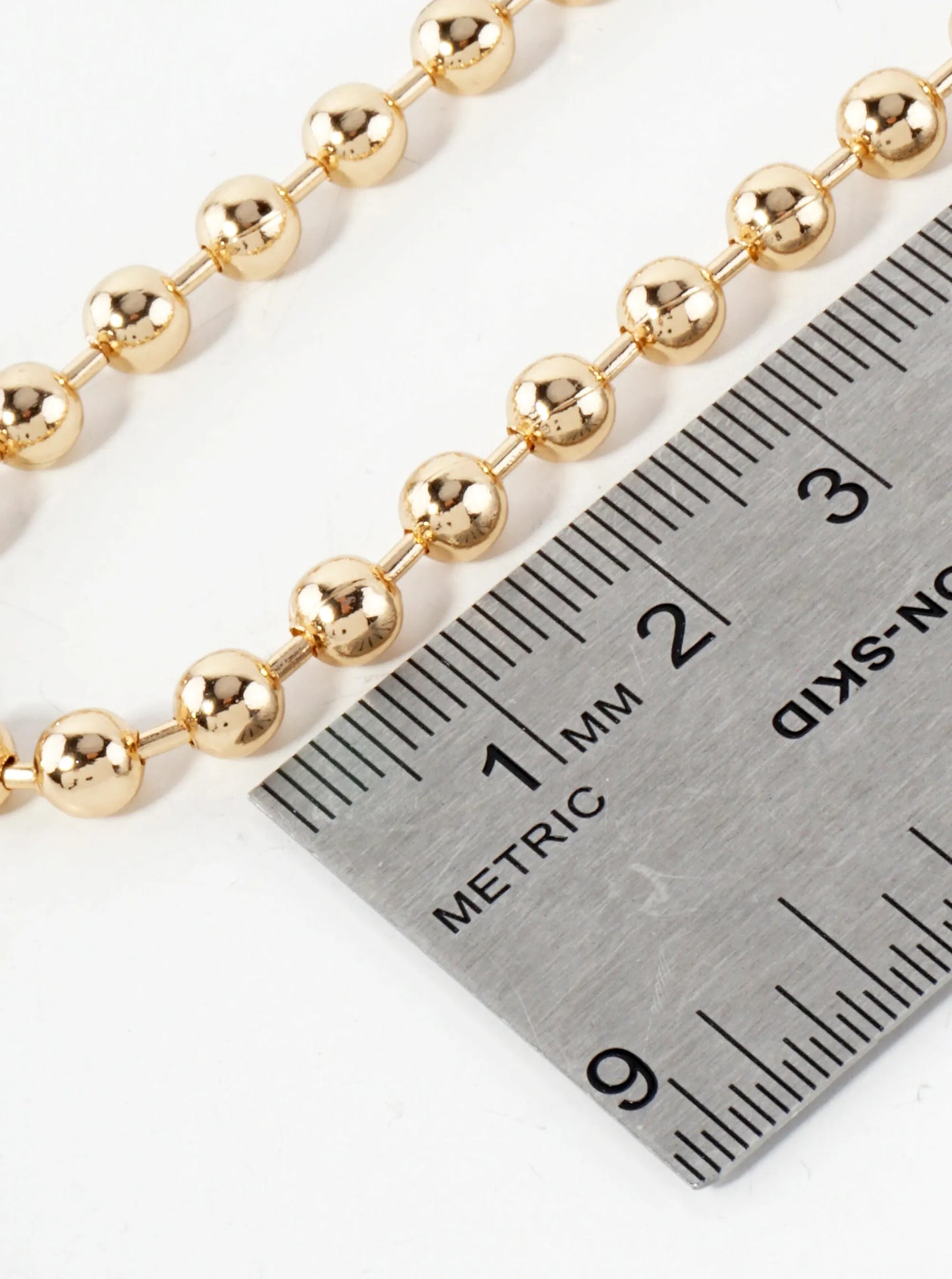 Polished 3mm Brass 15-inch Ball Chain Necklace Set-with-Earrings