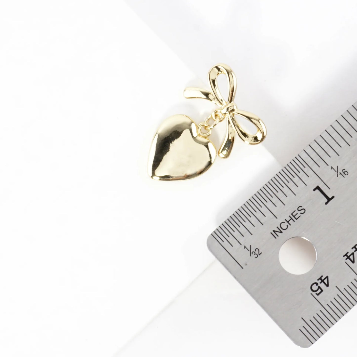 Polished Bow And Heart Drop Dangle Earrings