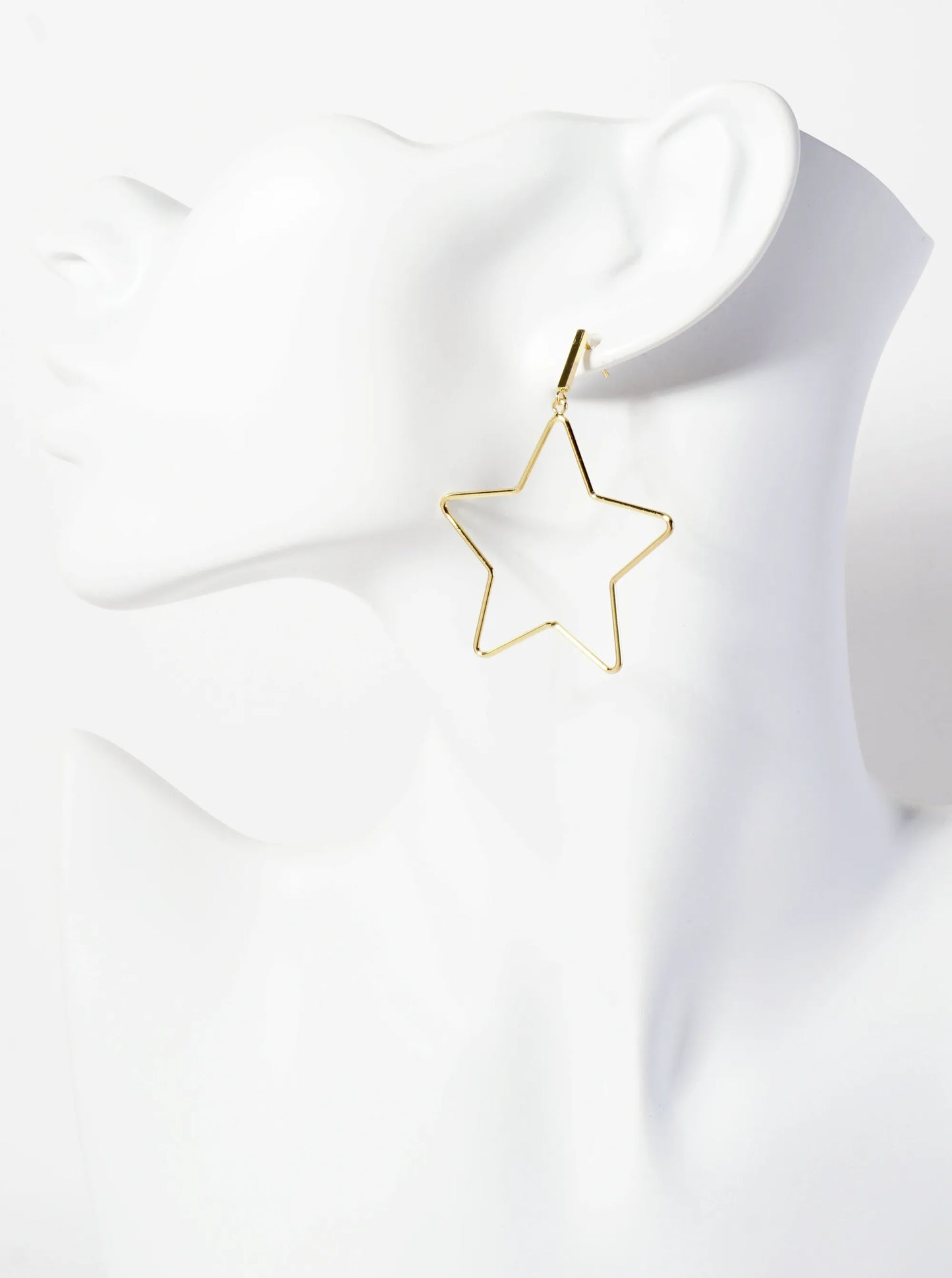 Polished Brass 1-and-a-Half-inch Delicate Star Drop 18K-Gold-Dipped Earrings