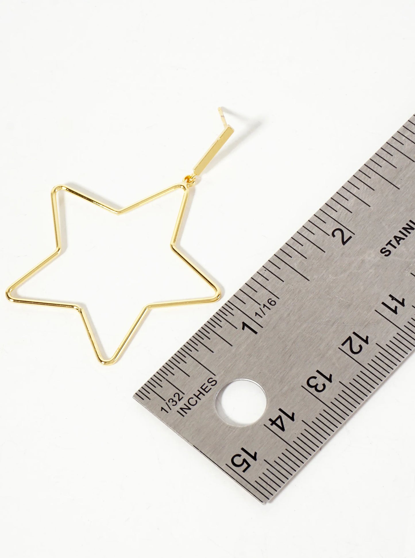 Polished Brass 1-and-a-Half-inch Delicate Star Drop 18K-Gold-Dipped Earrings
