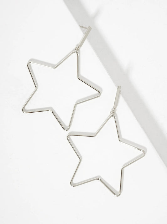 Polished Brass 1-and-a-Half-inch Delicate Star Drop 18K-Gold-Dipped Earrings