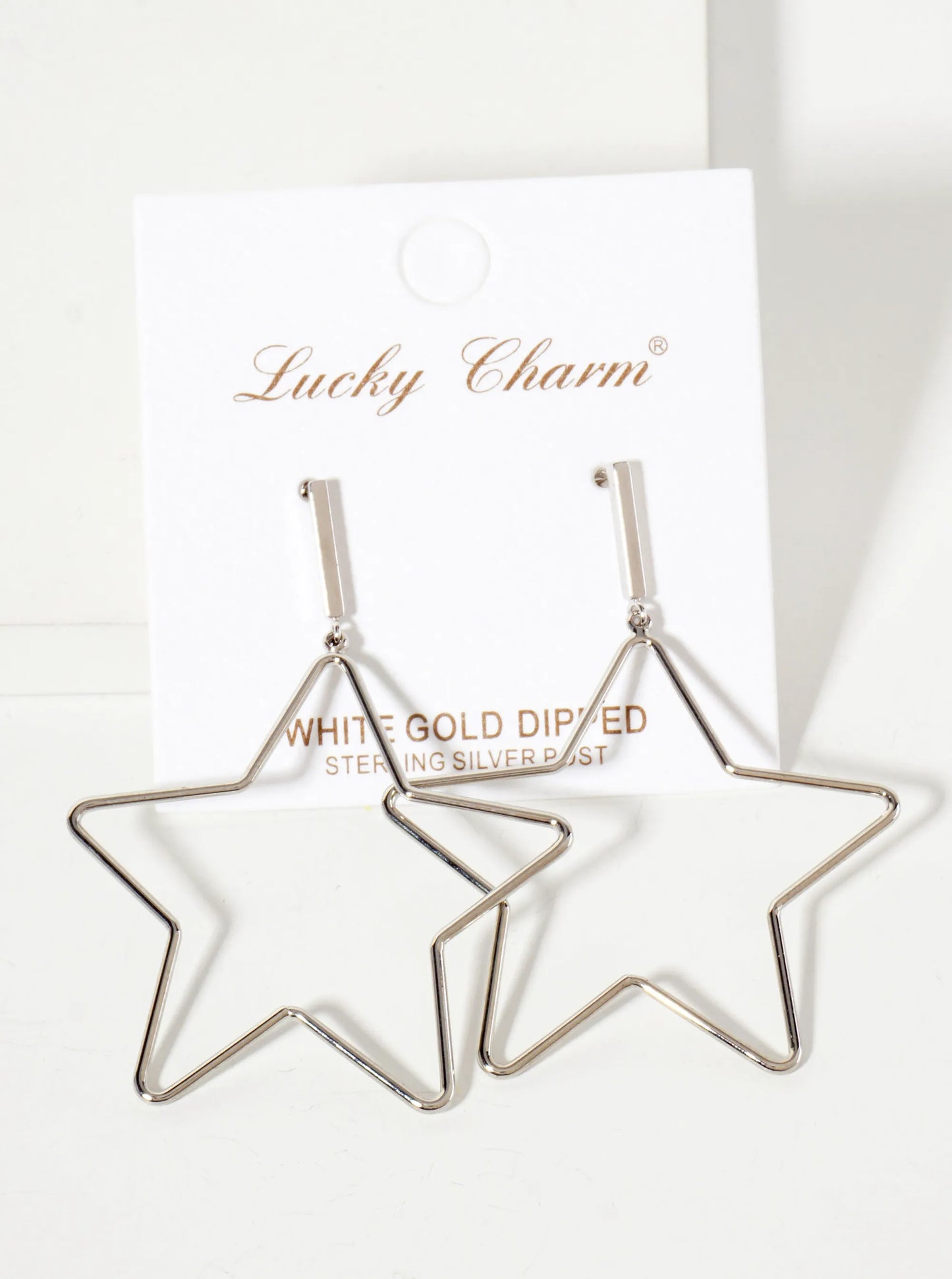 Polished Brass 1-and-a-Half-inch Delicate Star Drop 18K-Gold-Dipped Earrings
