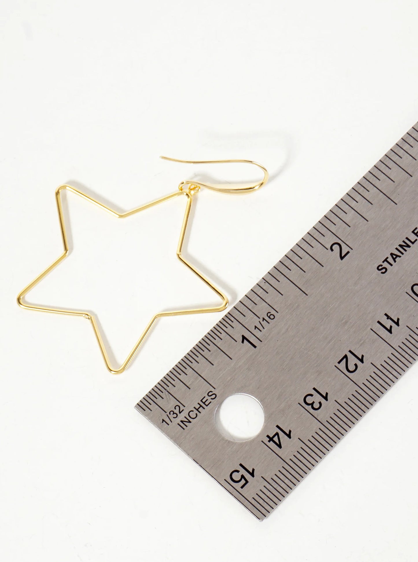 Polished Brass 1-and-a-Half-inch Delicate Star Drop 18K-Gold-Dipped Fish-Hook Earrings
