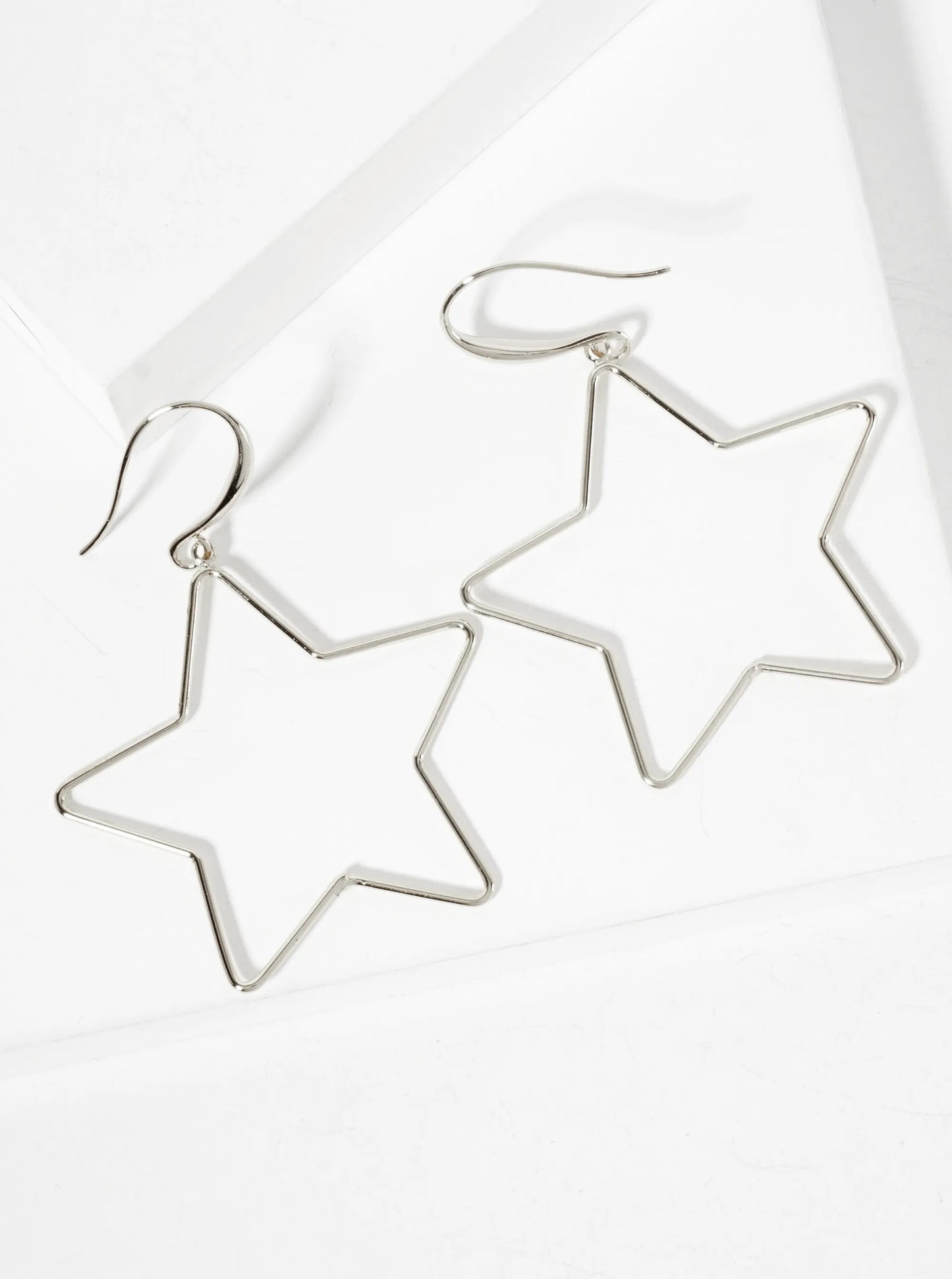 Polished Brass 1-and-a-Half-inch Delicate Star Drop 18K-Gold-Dipped Fish-Hook Earrings