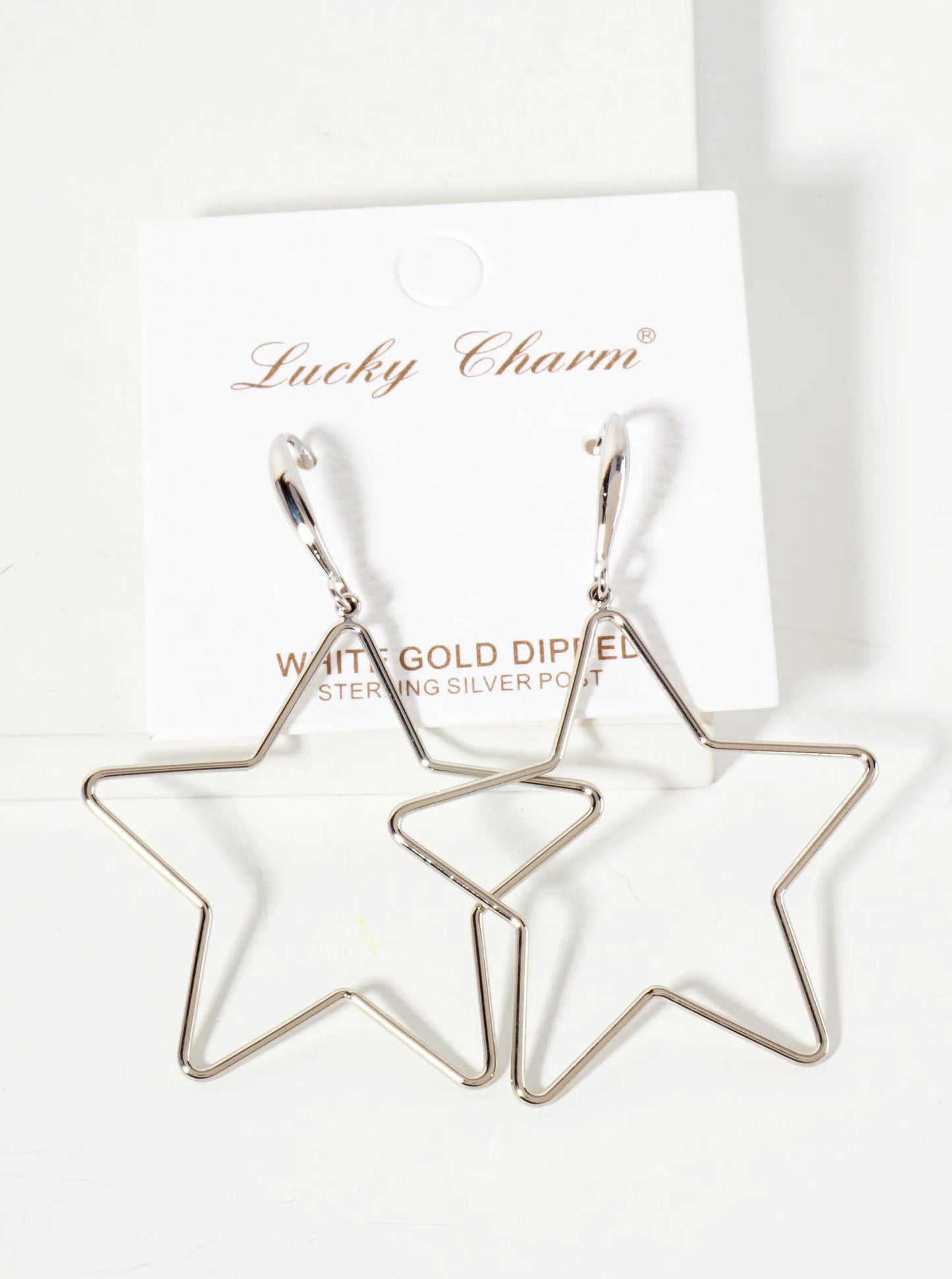 Polished Brass 1-and-a-Half-inch Delicate Star Drop 18K-Gold-Dipped Fish-Hook Earrings