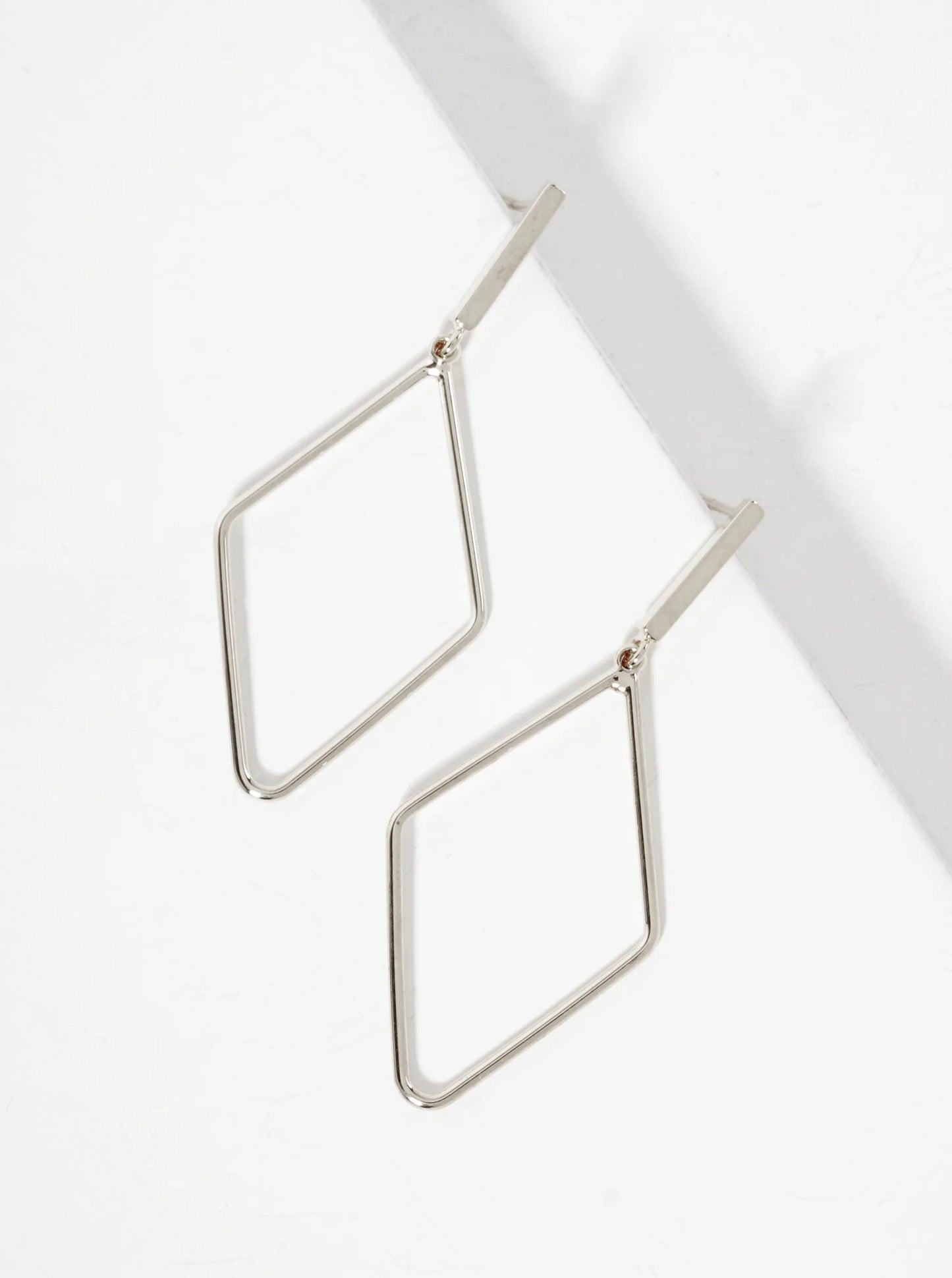 Polished Brass 1-and-a-quarter-inch Delicate Diamond Drop 18K-Gold-Dipped Earrings