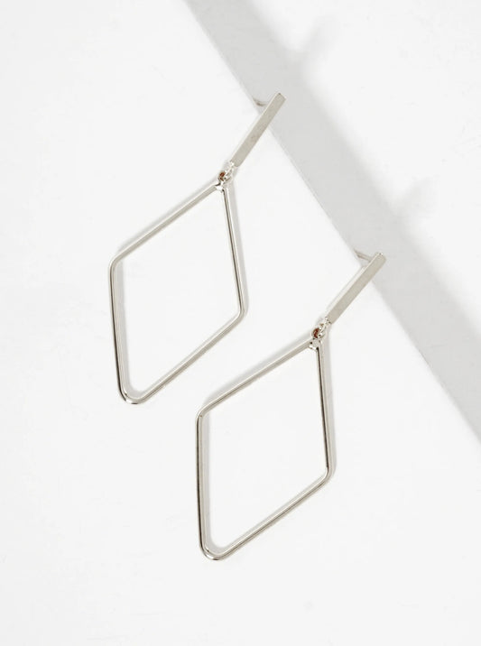 Polished Brass 1-and-a-quarter-inch Delicate Diamond Drop 18K-Gold-Dipped Earrings