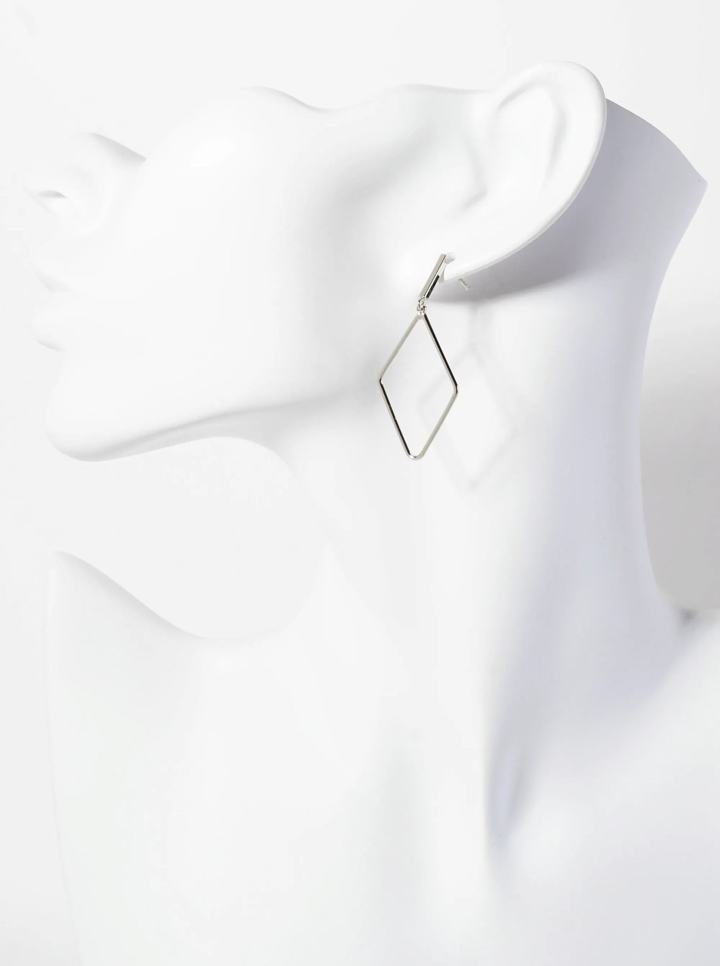 Polished Brass 1-and-a-quarter-inch Delicate Diamond Drop 18K-Gold-Dipped Earrings