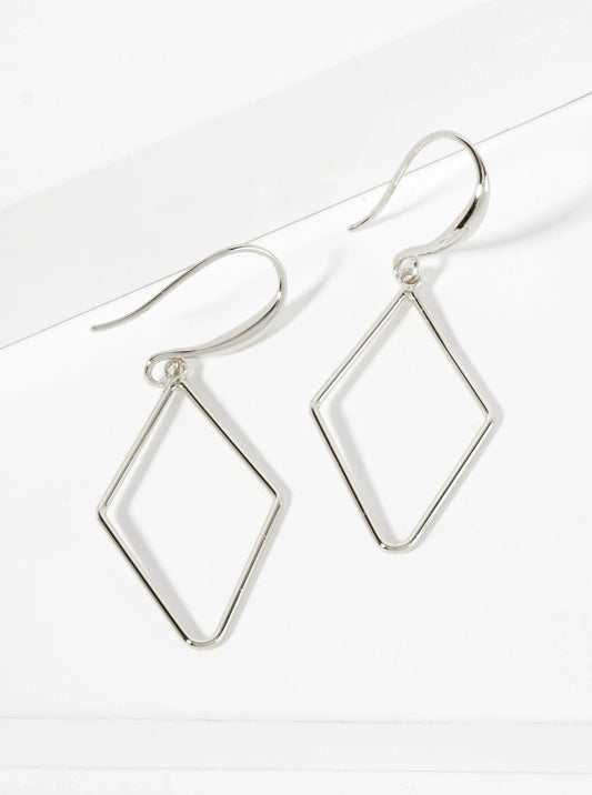 Polished Brass 1-and-a-quarter-inch Delicate Diamond Drop 18K-Gold-Dipped Fish-Hook Earrings