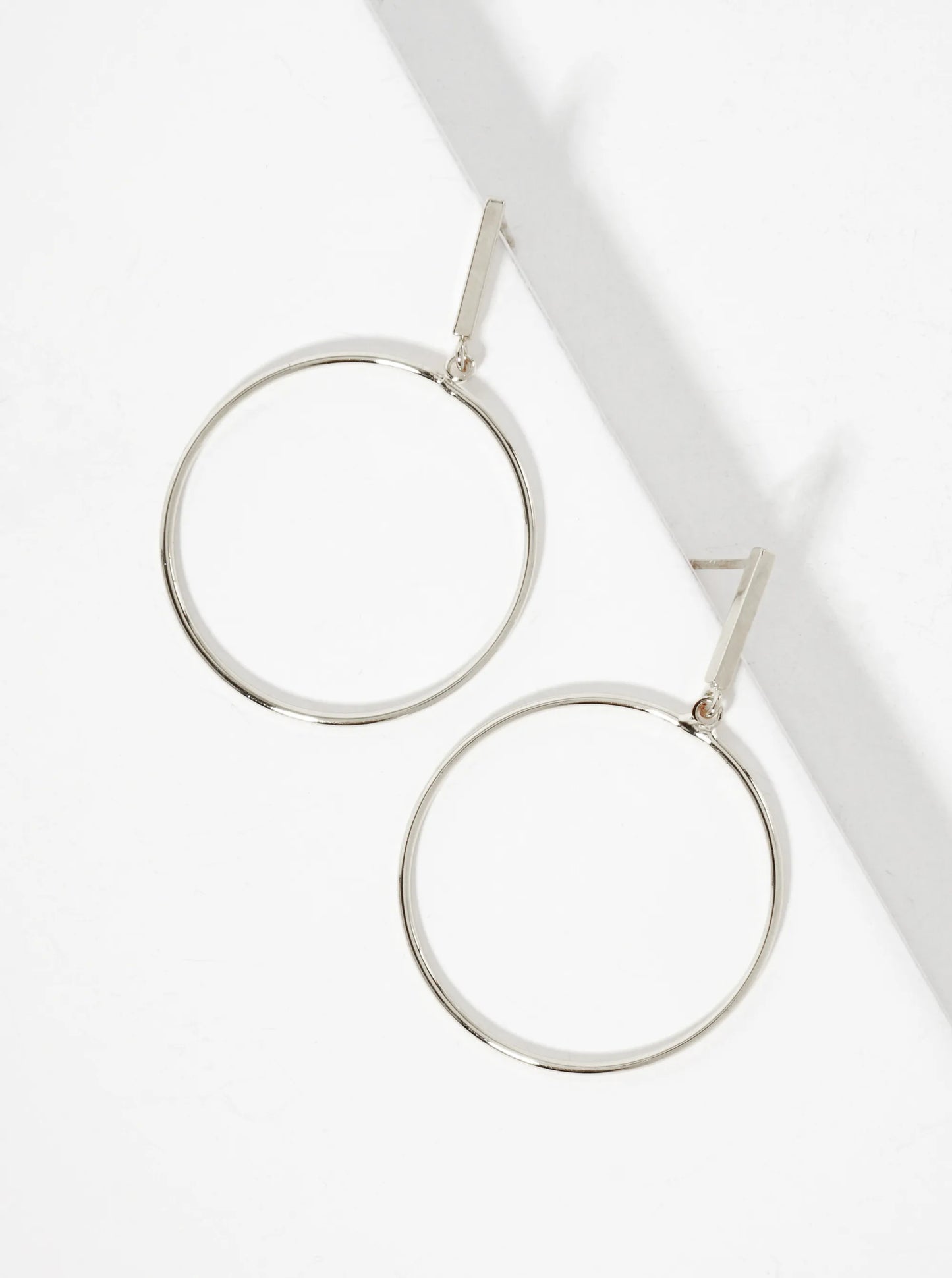 Polished Brass 1-inch Delicate Circle Drop 18K-Gold-Dipped Earrings