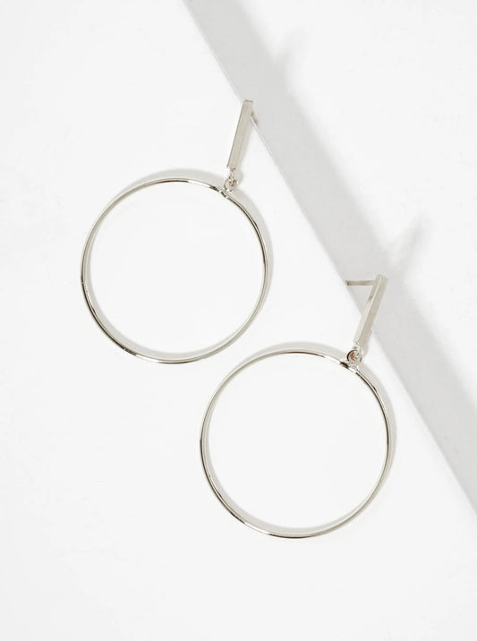 Polished Brass 1-inch Delicate Circle Drop 18K-Gold-Dipped Earrings