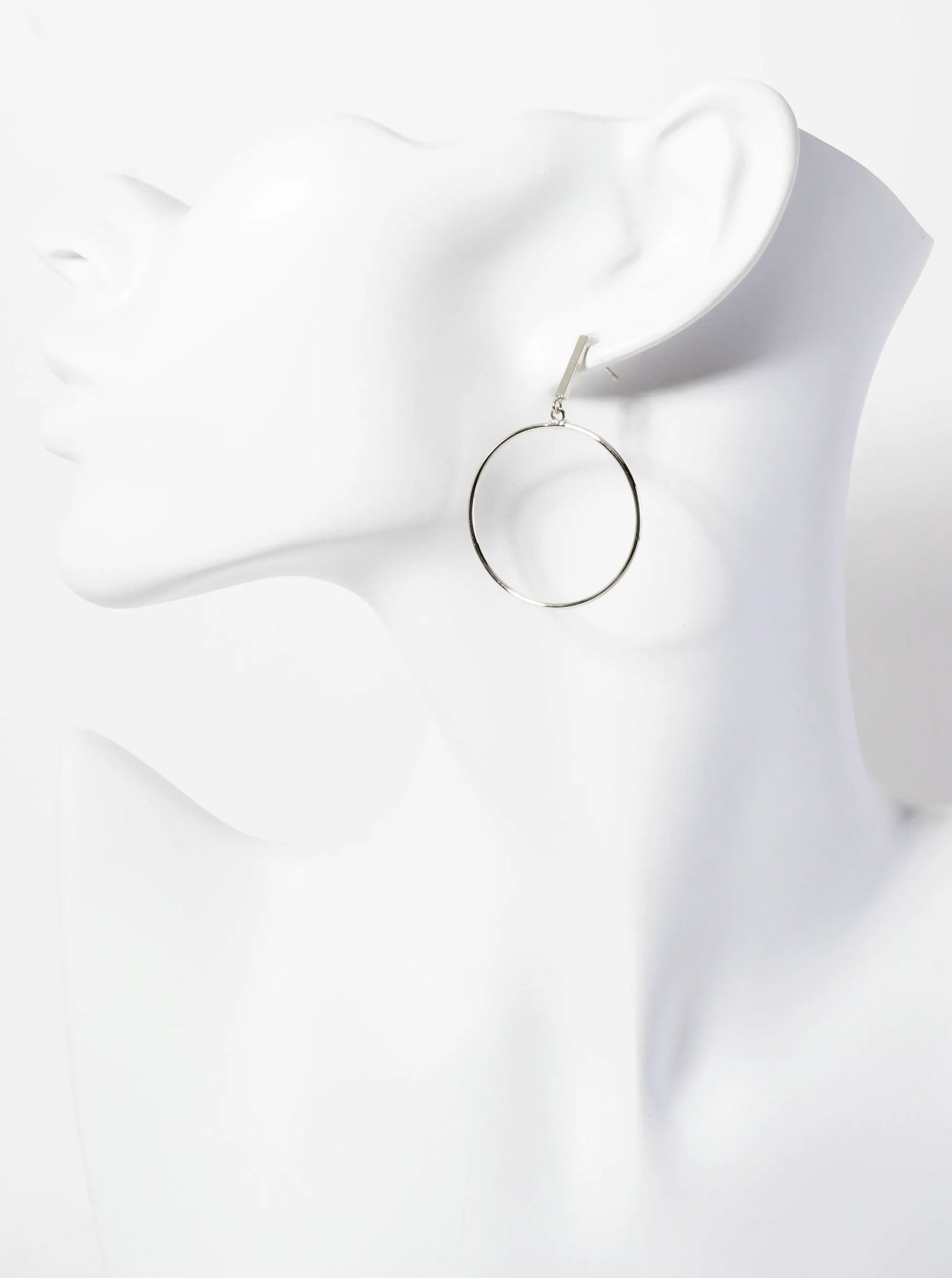 Polished Brass 1-inch Delicate Circle Drop 18K-Gold-Dipped Earrings