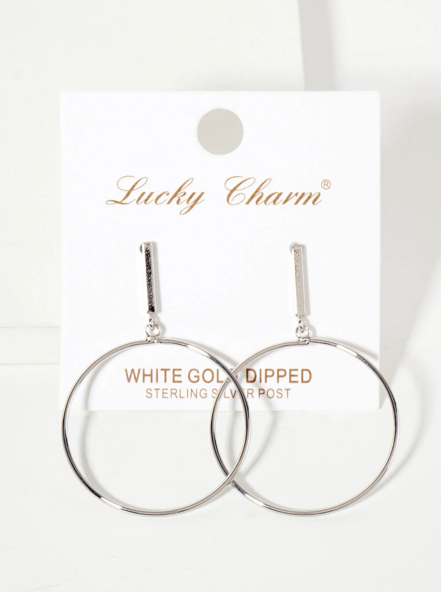 Polished Brass 1-inch Delicate Circle Drop 18K-Gold-Dipped Earrings