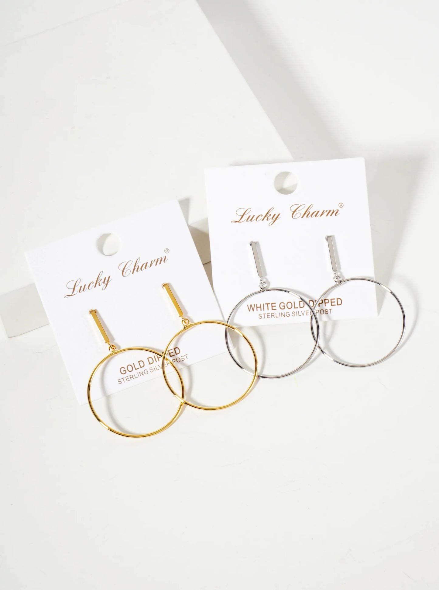 Polished Brass 1-inch Delicate Circle Drop 18K-Gold-Dipped Earrings