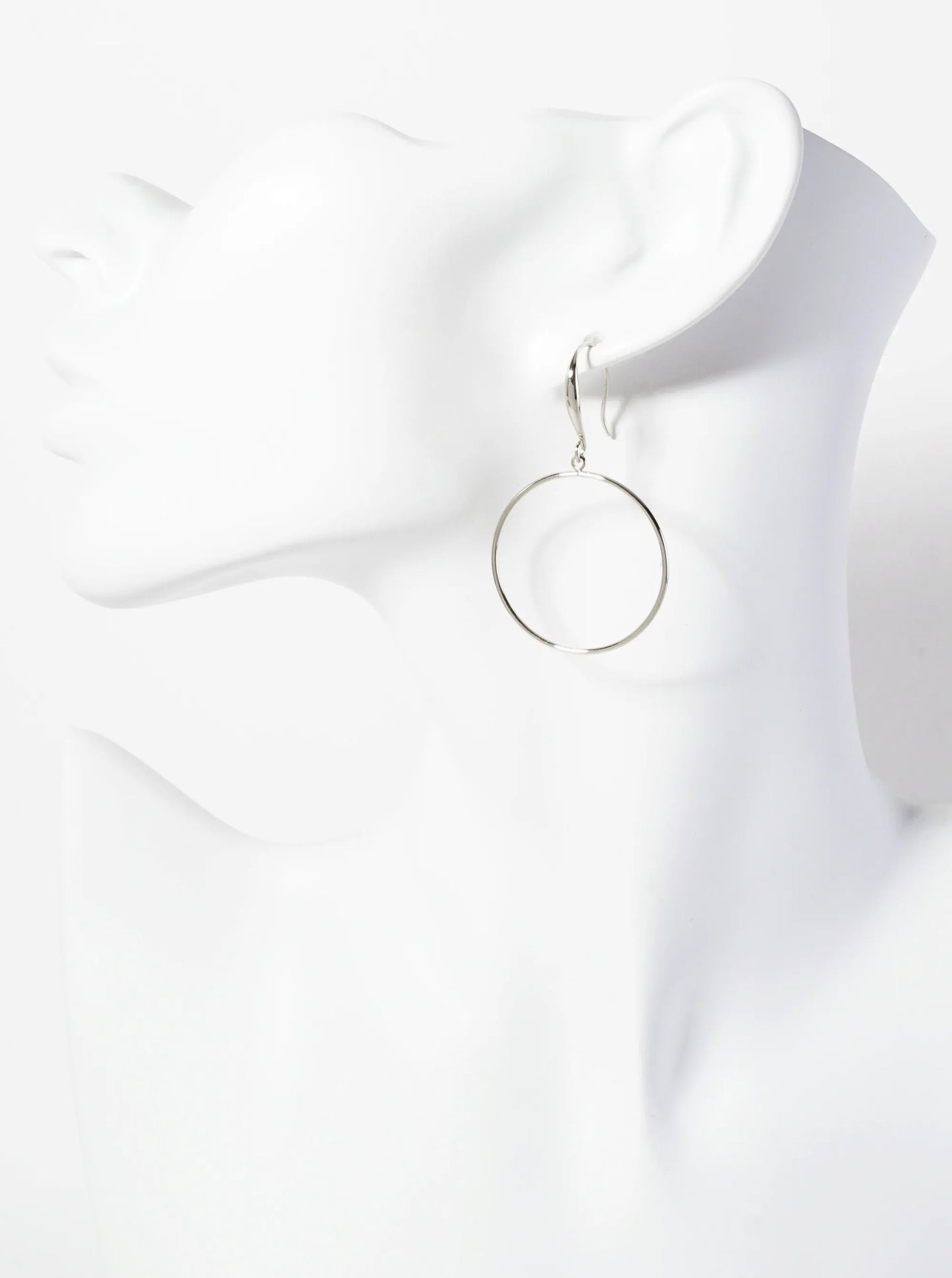 Polished Brass 1-inch Delicate Circle Drop 18K-Gold-Dipped Fish-Hook Earrings