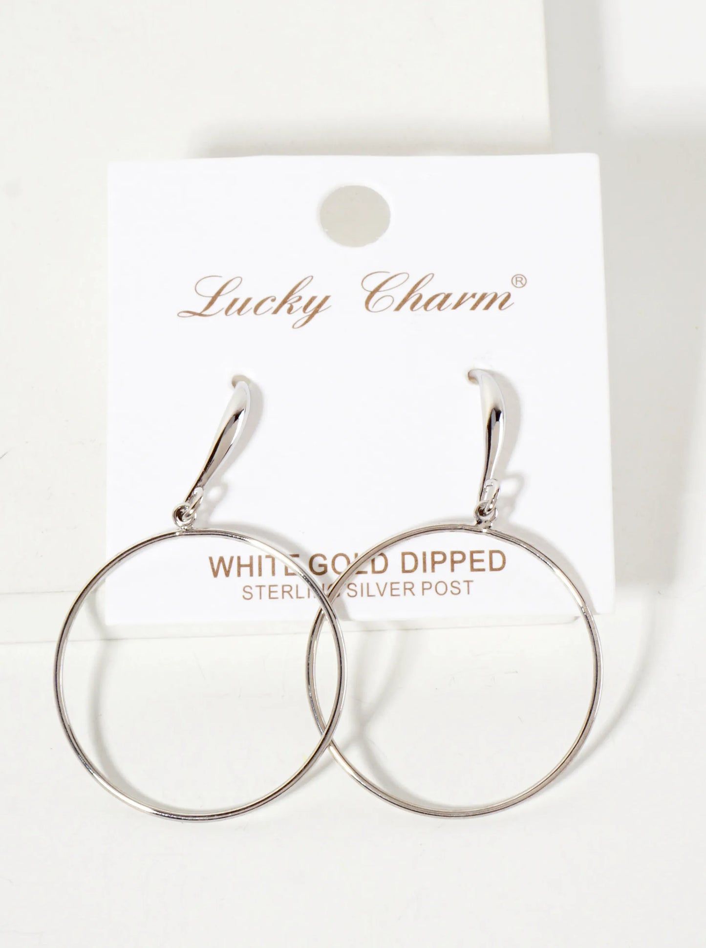 Polished Brass 1-inch Delicate Circle Drop 18K-Gold-Dipped Fish-Hook Earrings