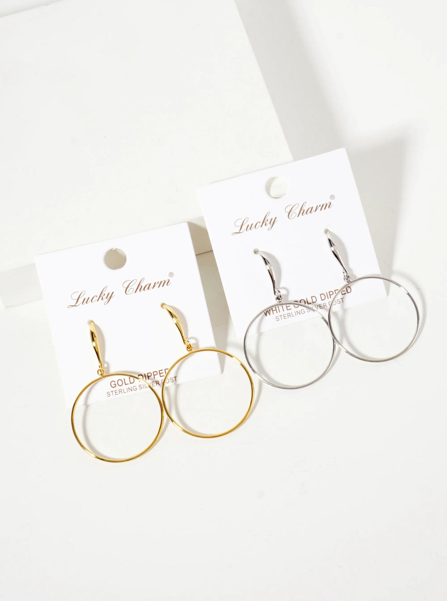 Polished Brass 1-inch Delicate Circle Drop 18K-Gold-Dipped Fish-Hook Earrings
