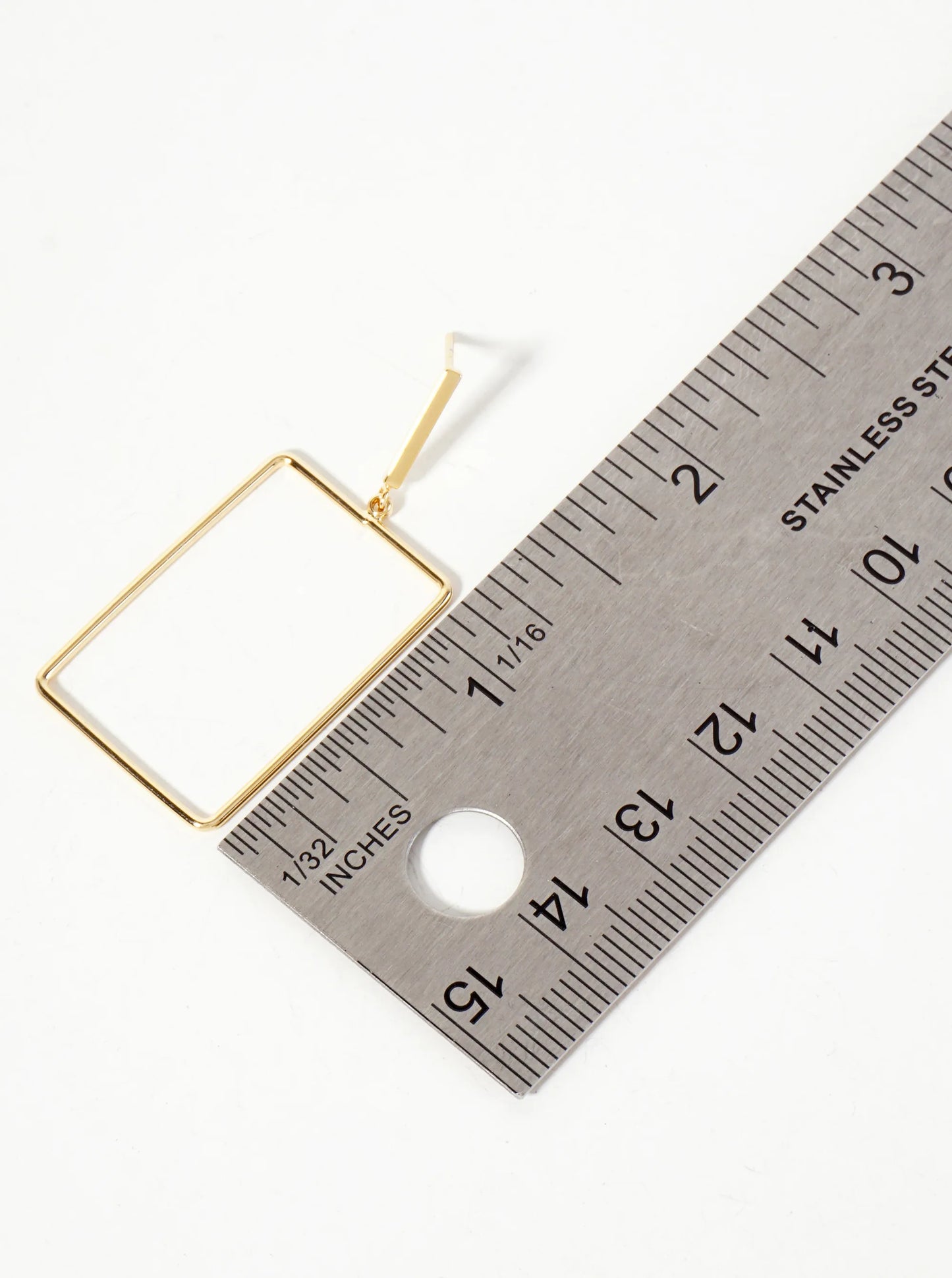 Polished Brass 1-inch Delicate Rectangle Drop 18K-Gold-Dipped Earrings