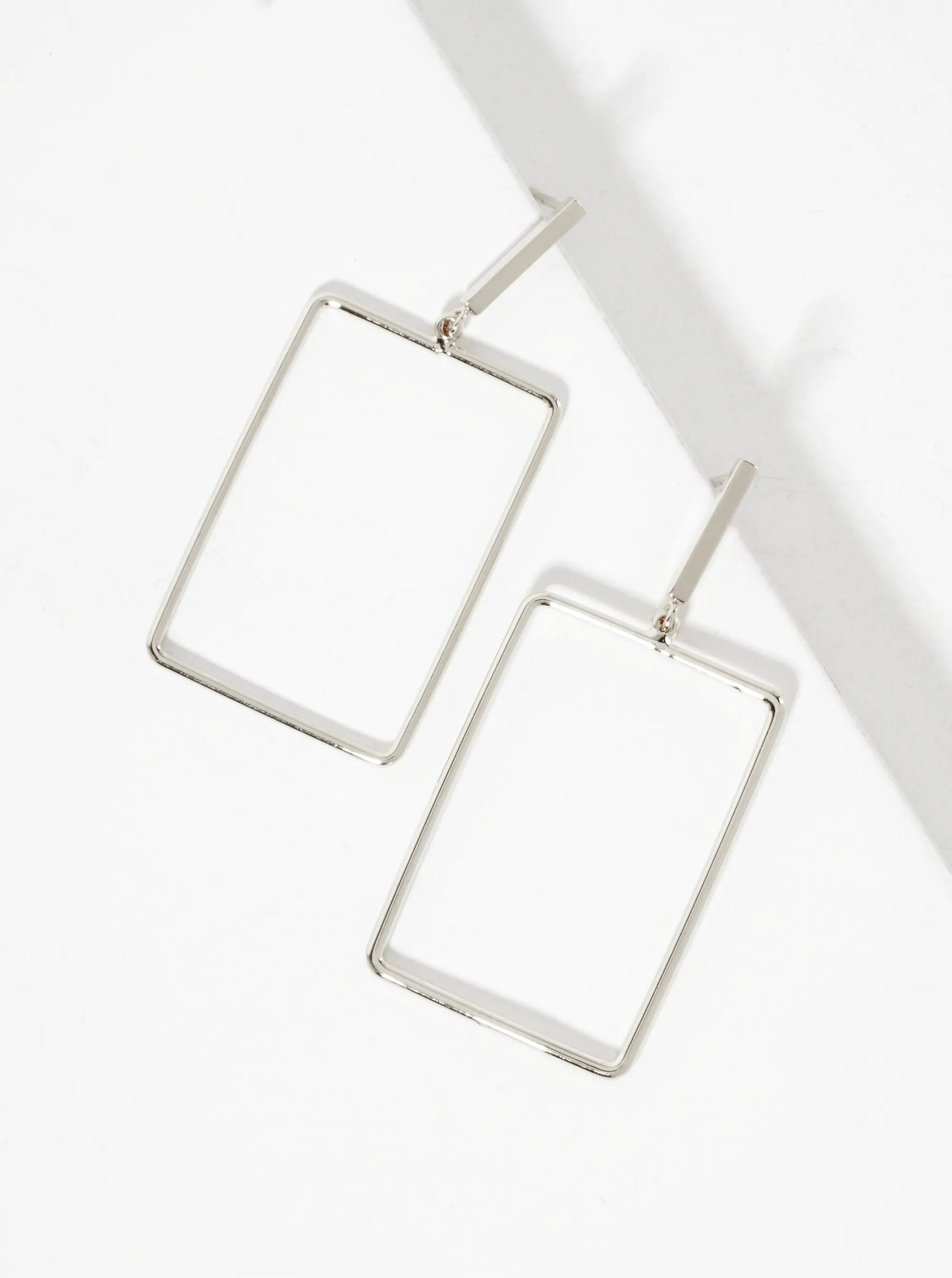 Polished Brass 1-inch Delicate Rectangle Drop 18K-Gold-Dipped Earrings